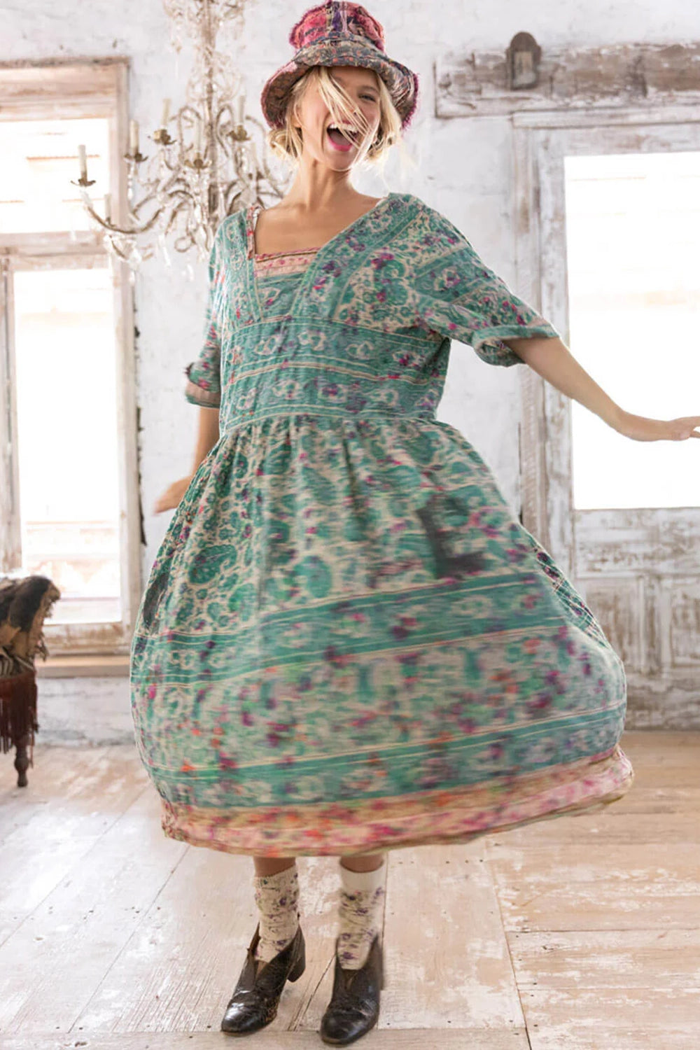 Dress 1111 Demi Blockprint Taigi O/S