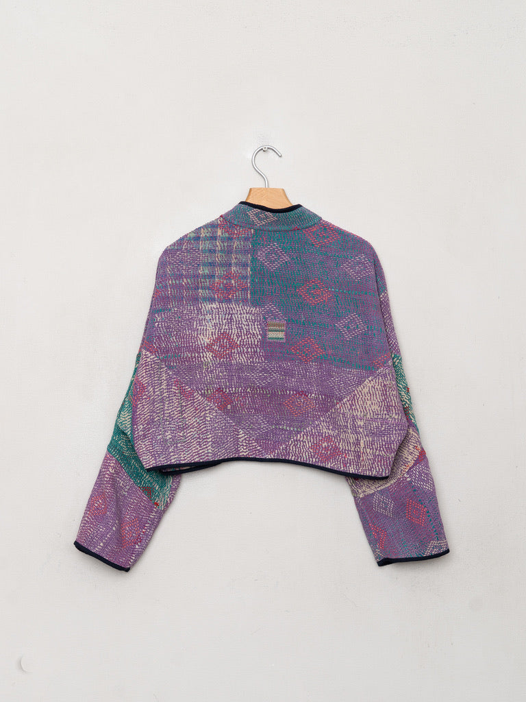 The Kaira Cropped Quilted Patchwork Kantha Jacket