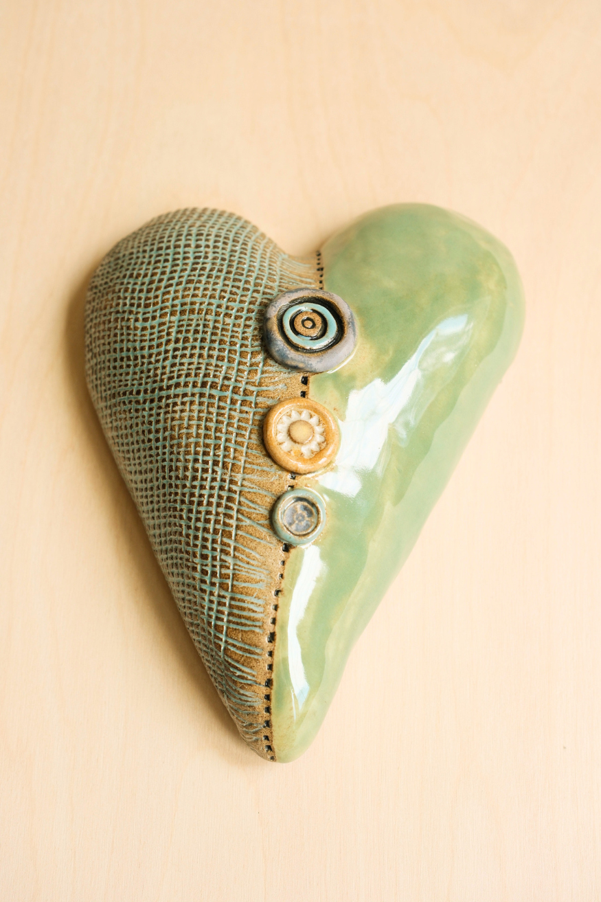 Burlap Over Buttons Heart