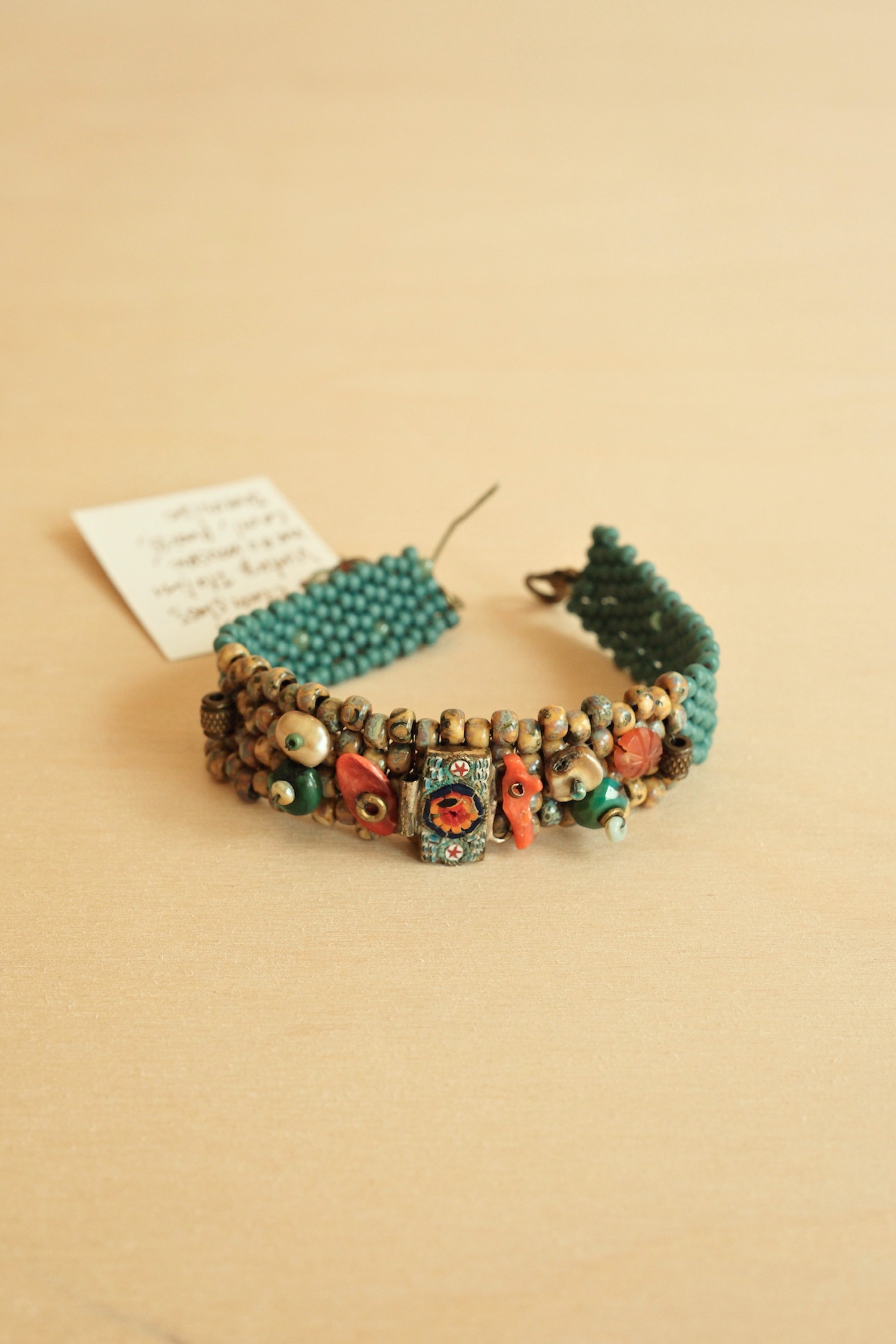 Micro Mosaic Sand + Turquoise Bracelet