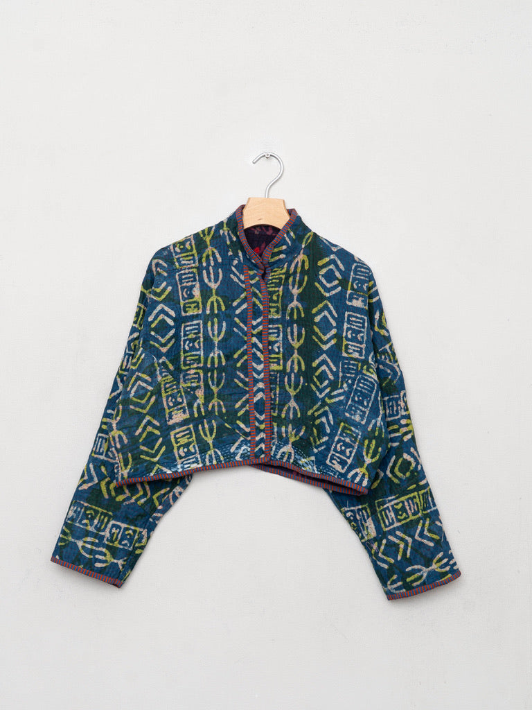 The Kaira Cropped Quilted Patchwork Kantha Jacket