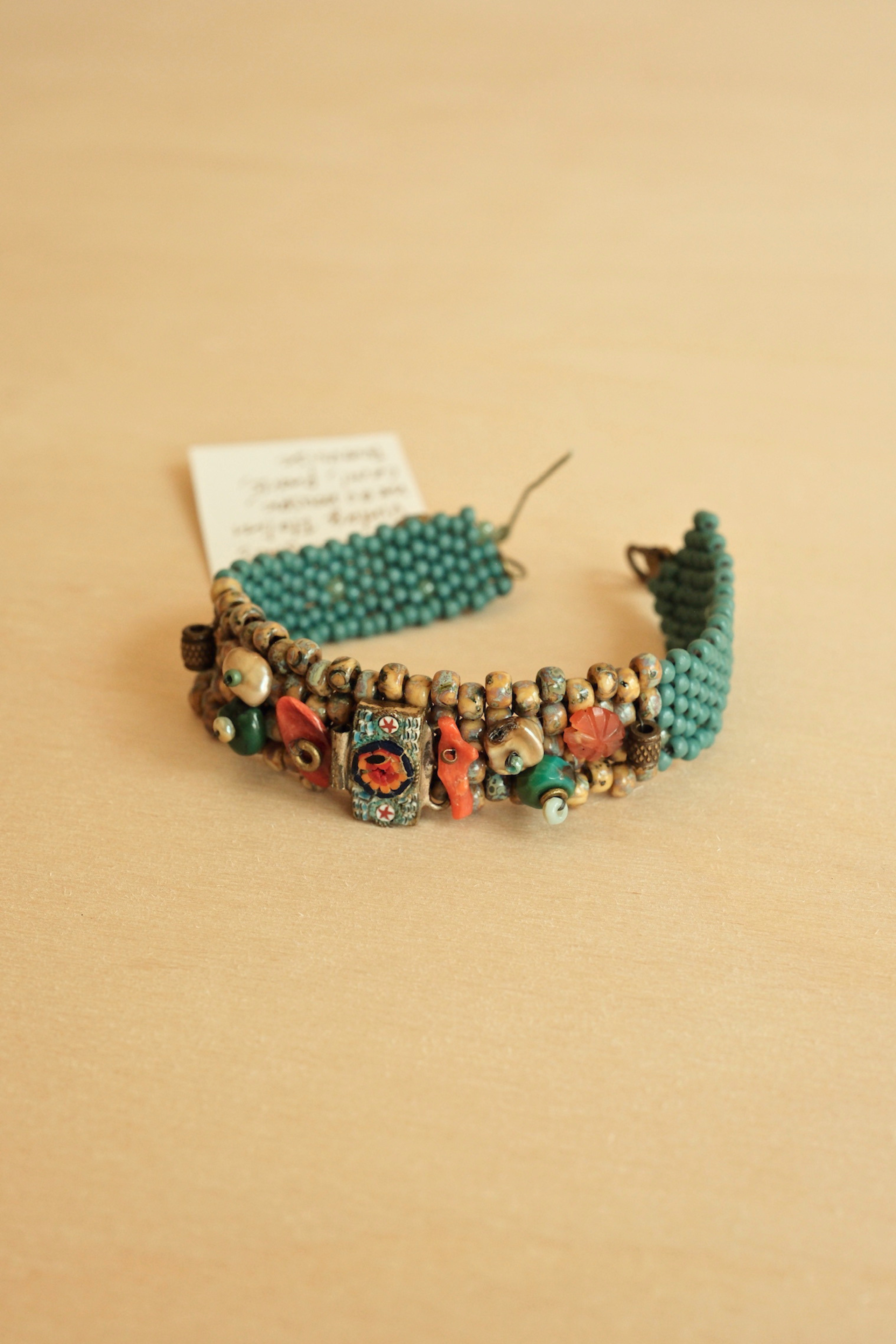 Micro Mosaic Sand + Turquoise Bracelet