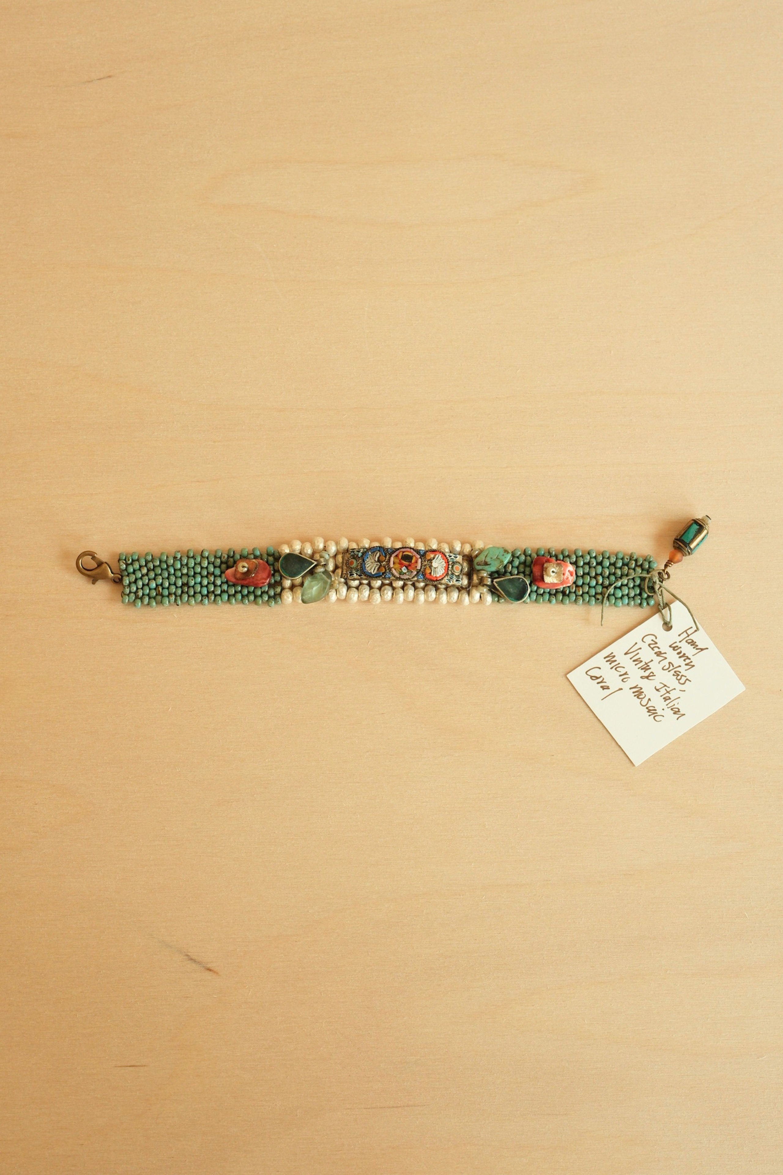 Micro Mosaic Pearl + Turquoise Bracelet