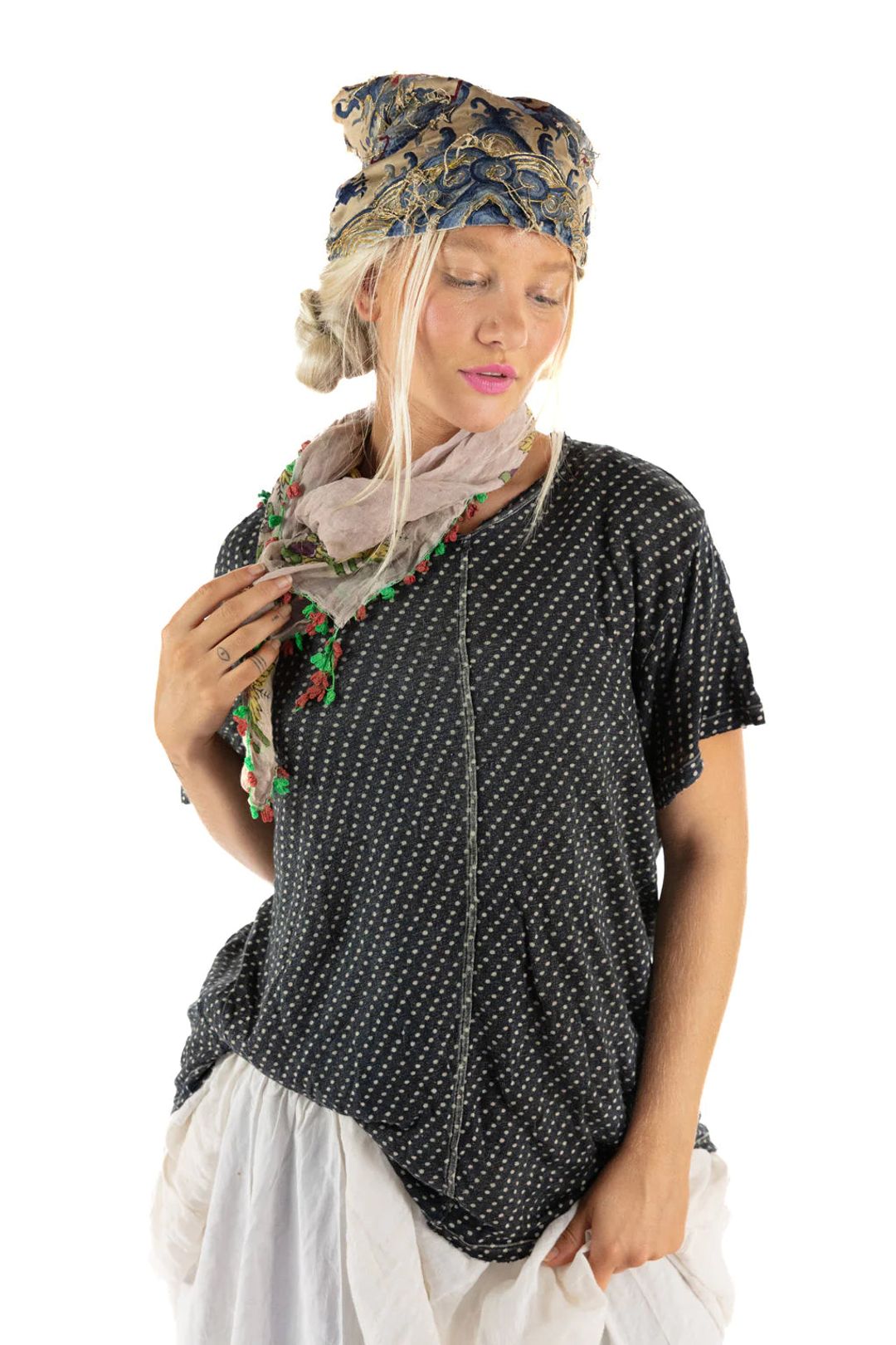 Top 1477 Charlie Linen Dot Print T O/S