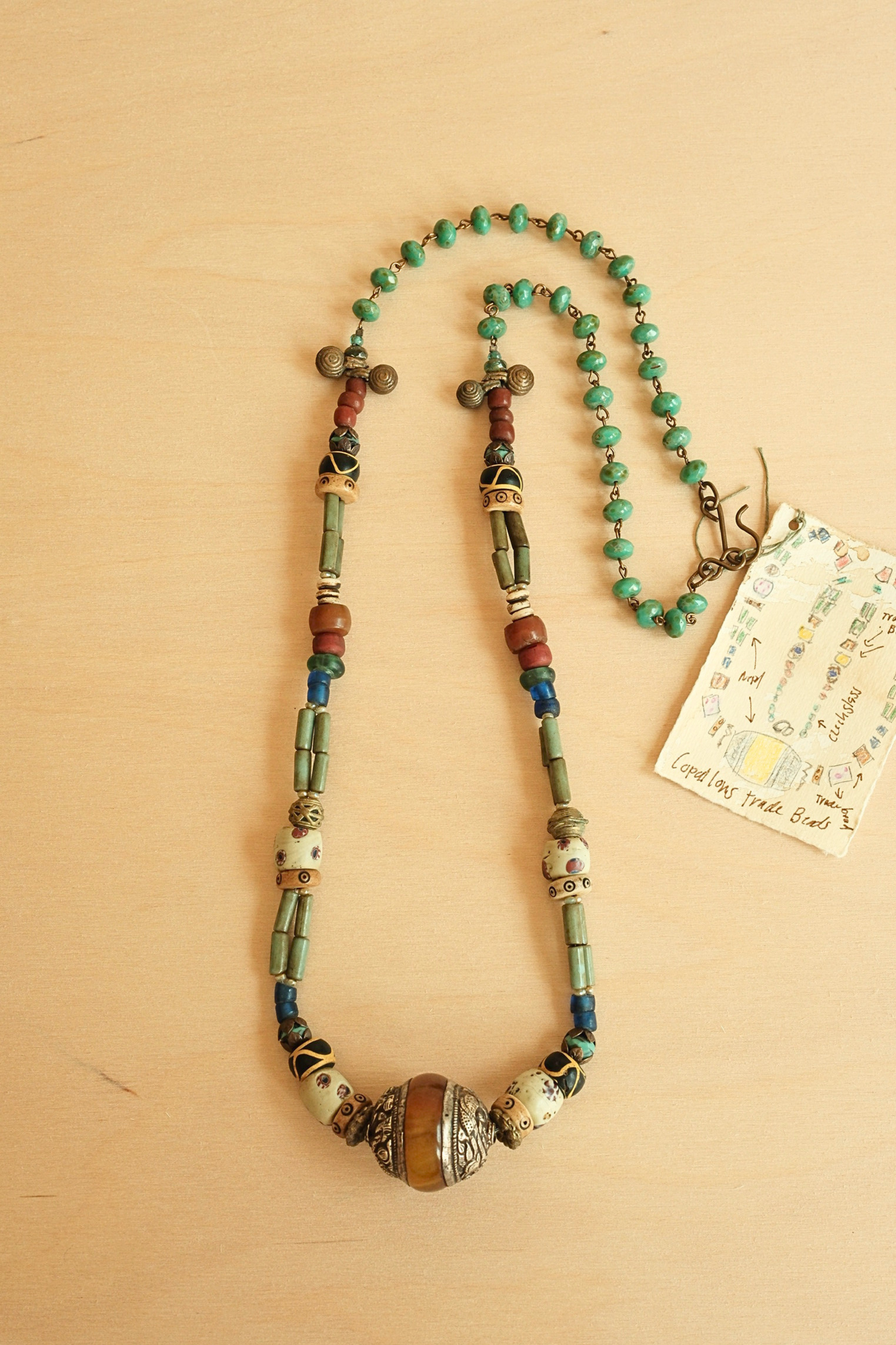 Trade Bead Copal Long Necklace