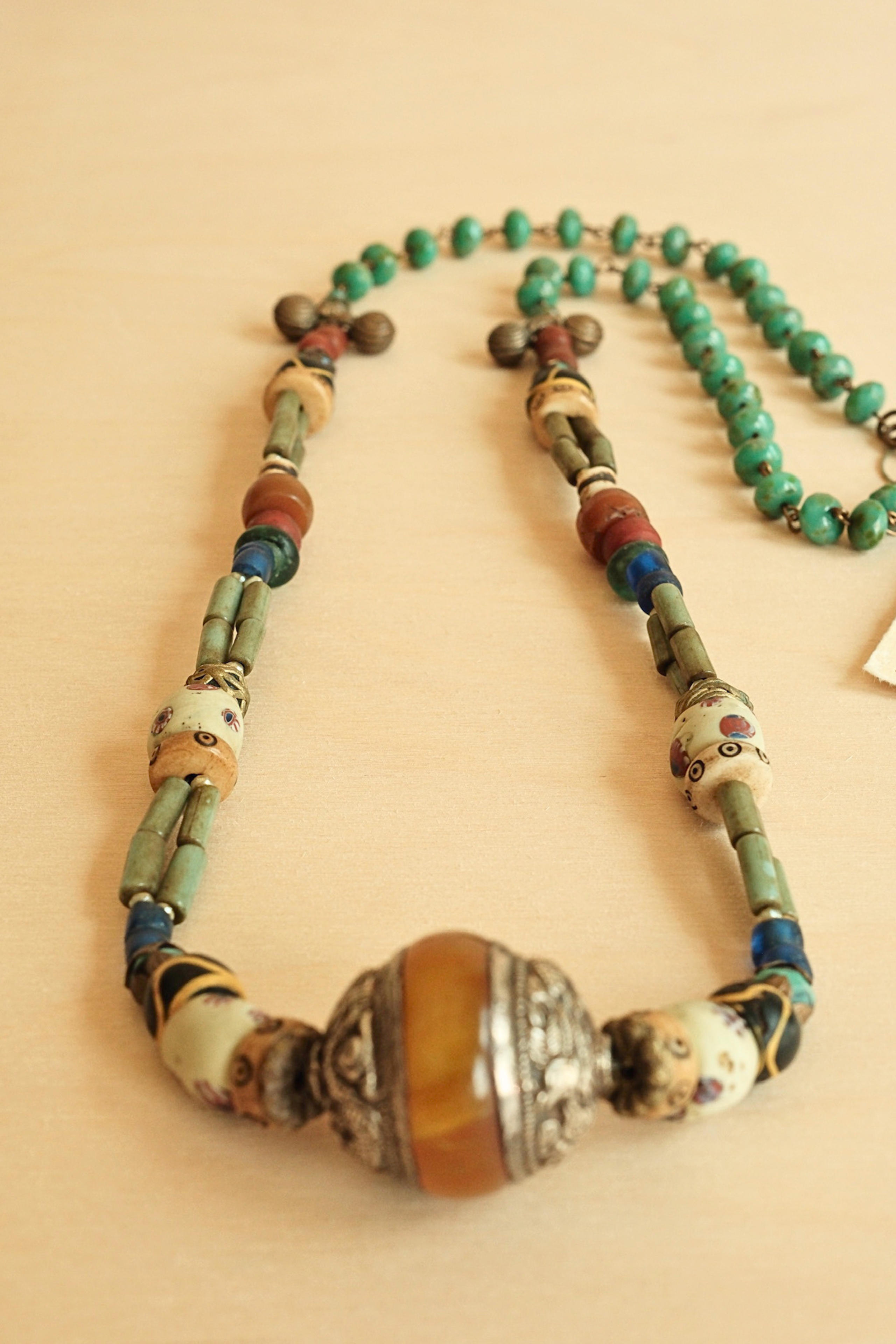 Trade Bead Copal Long Necklace