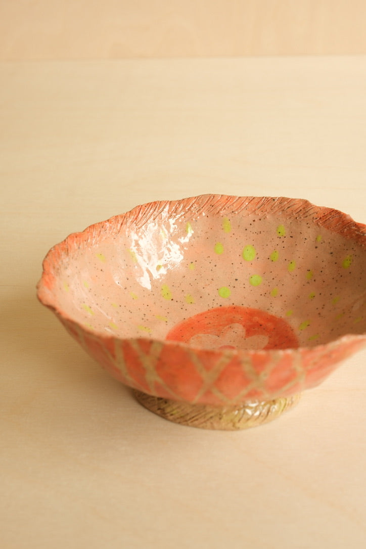 Neon Flower Pottery Bowl