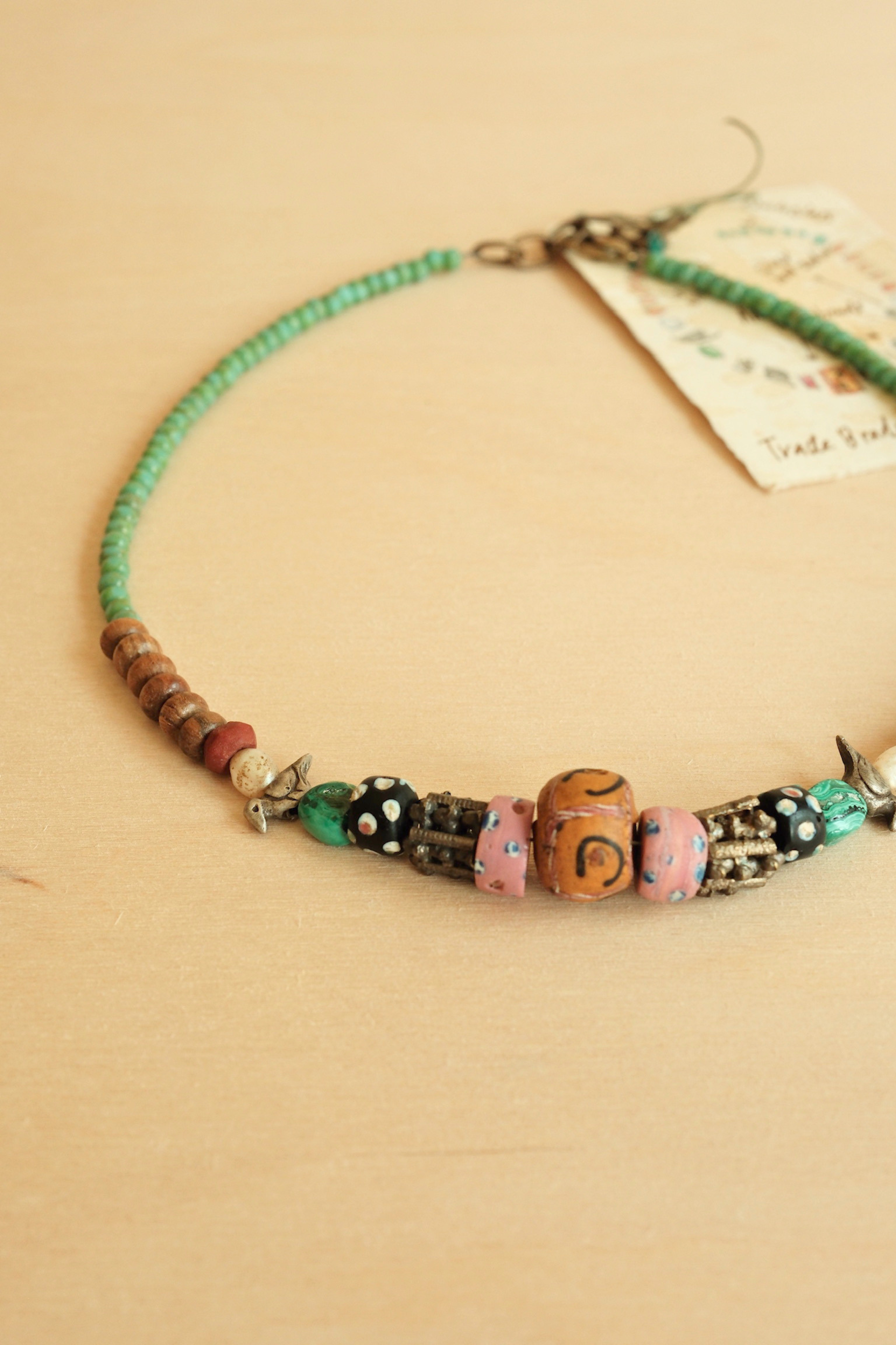 Trade Bead & Bird Necklace