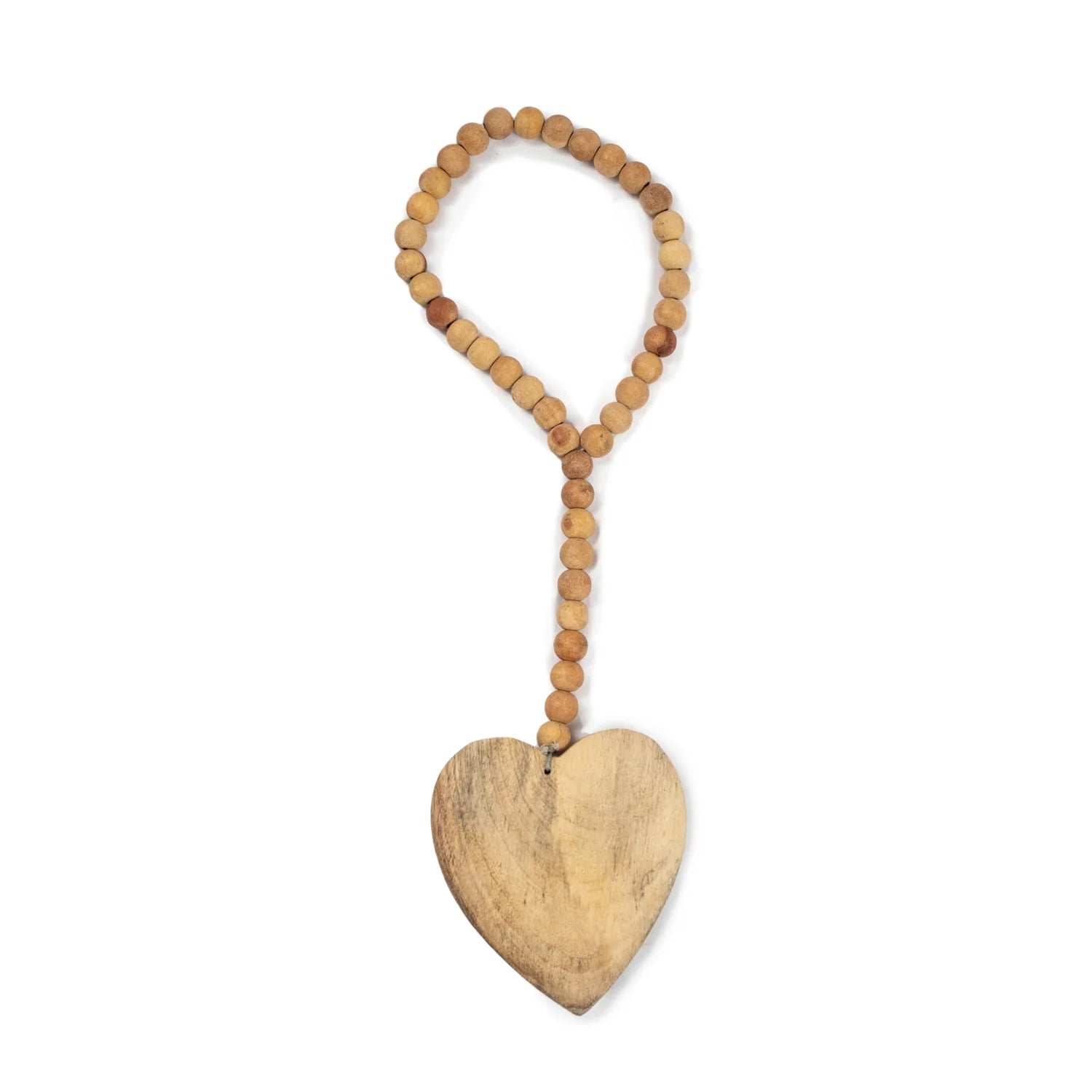 Heart Antiqued Wood Bead Strand