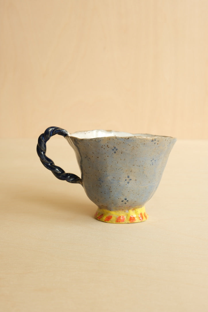 Handbuilt Pottery Tea Cup // Candy Corn