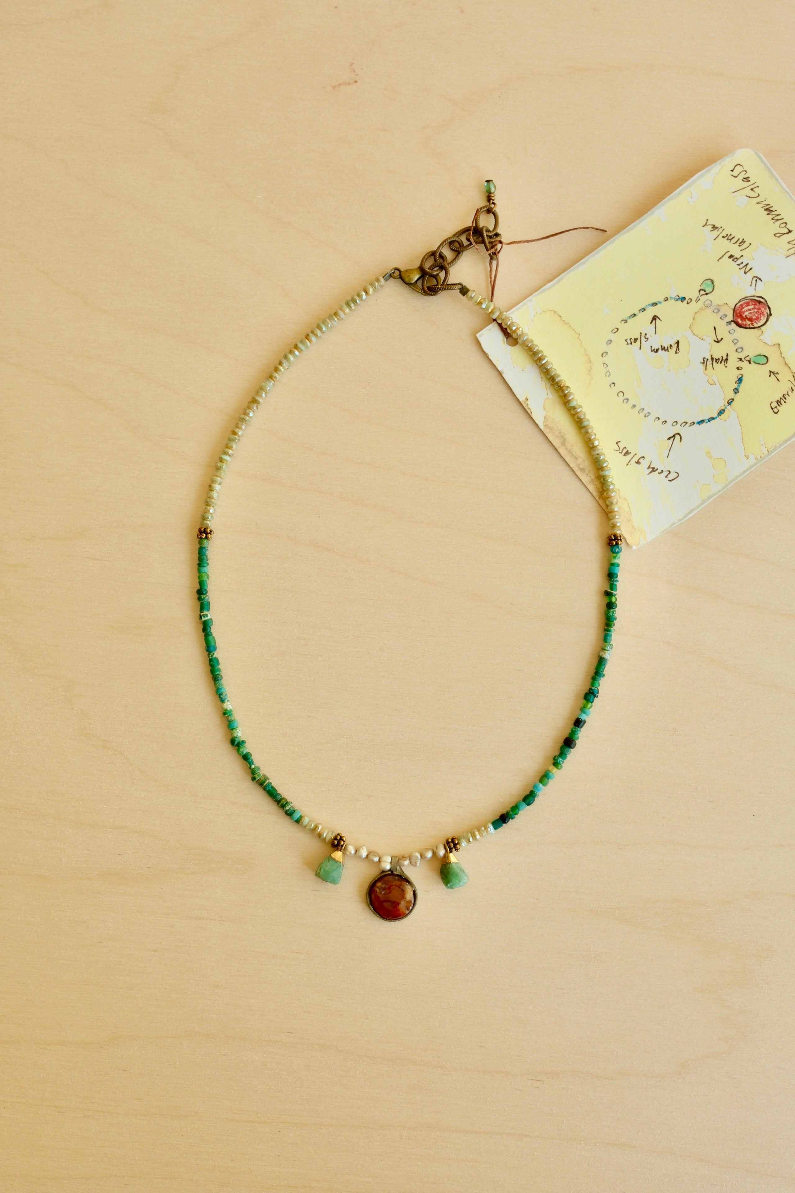 Carnelian Drop Roman Glass Necklace