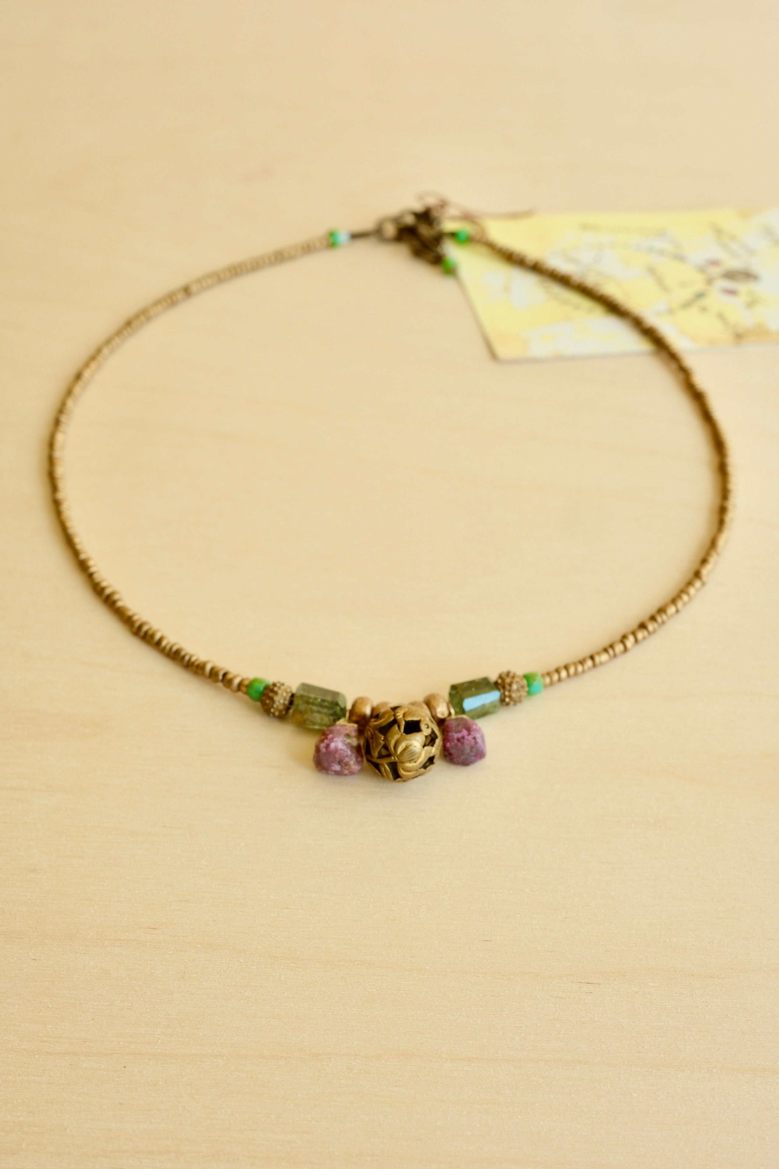 Ruby & Chinese Button Necklace