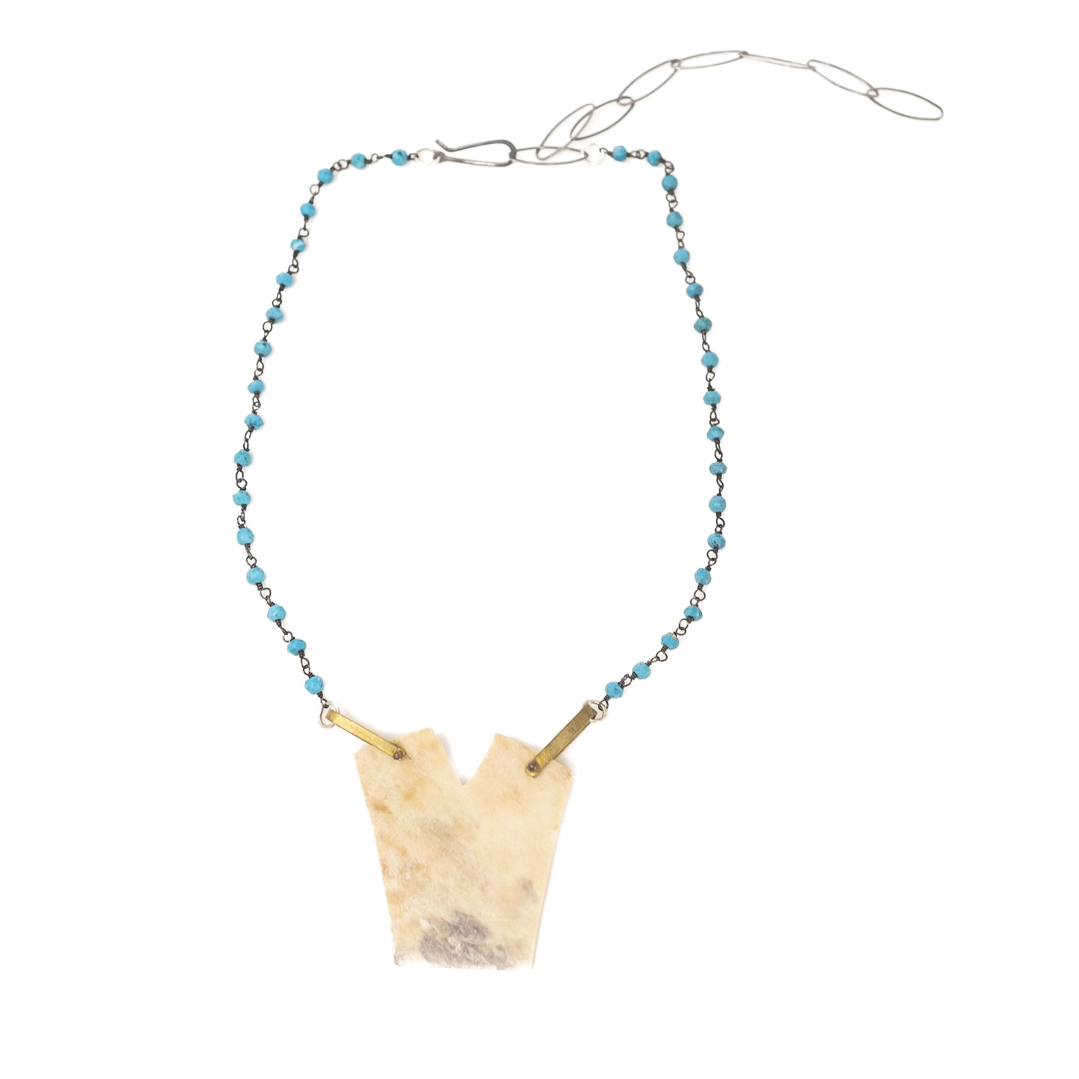 Sliced Antler / Turquoise / Sterling Necklace