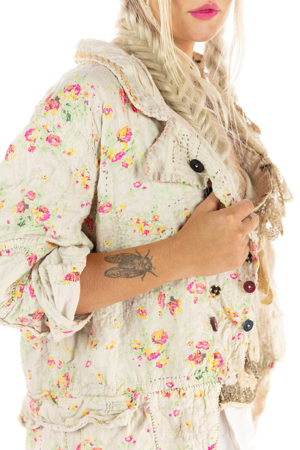 Jacket 781 Circus Rose Linen Floral Contessa Jacket O/S
