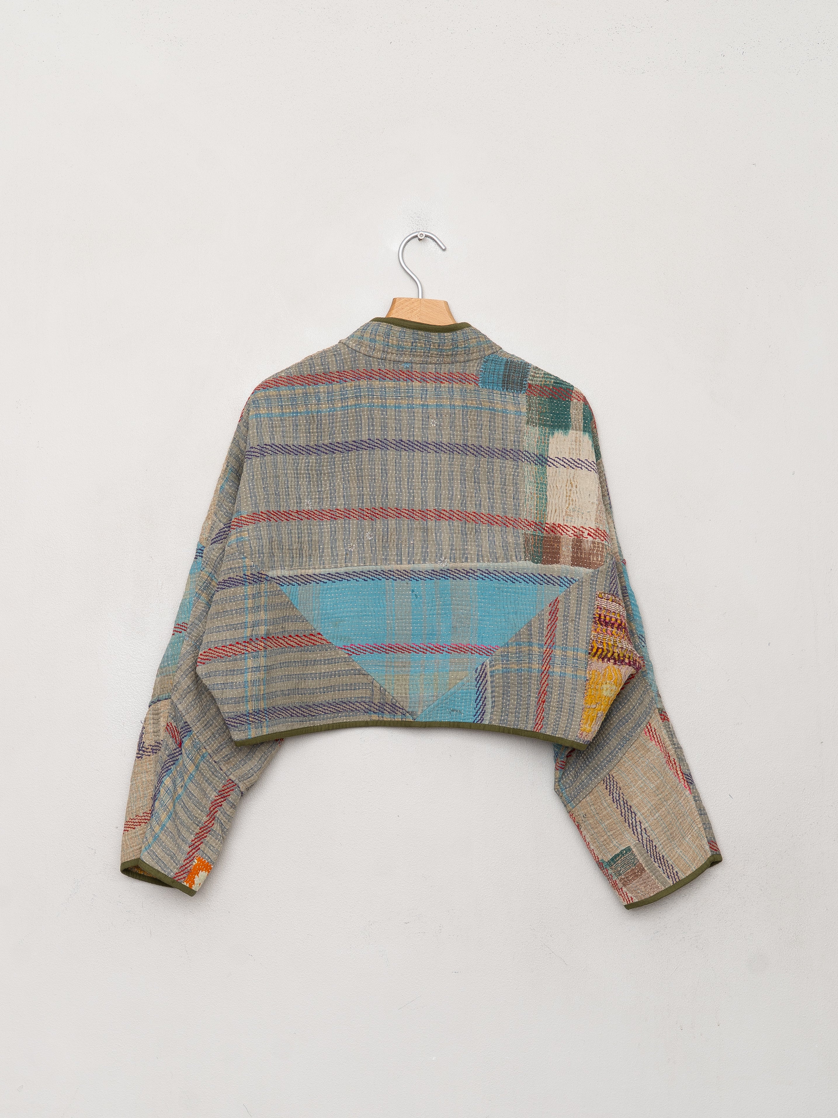 The Kaira Cropped Quilted Patchwork Kantha Jacket