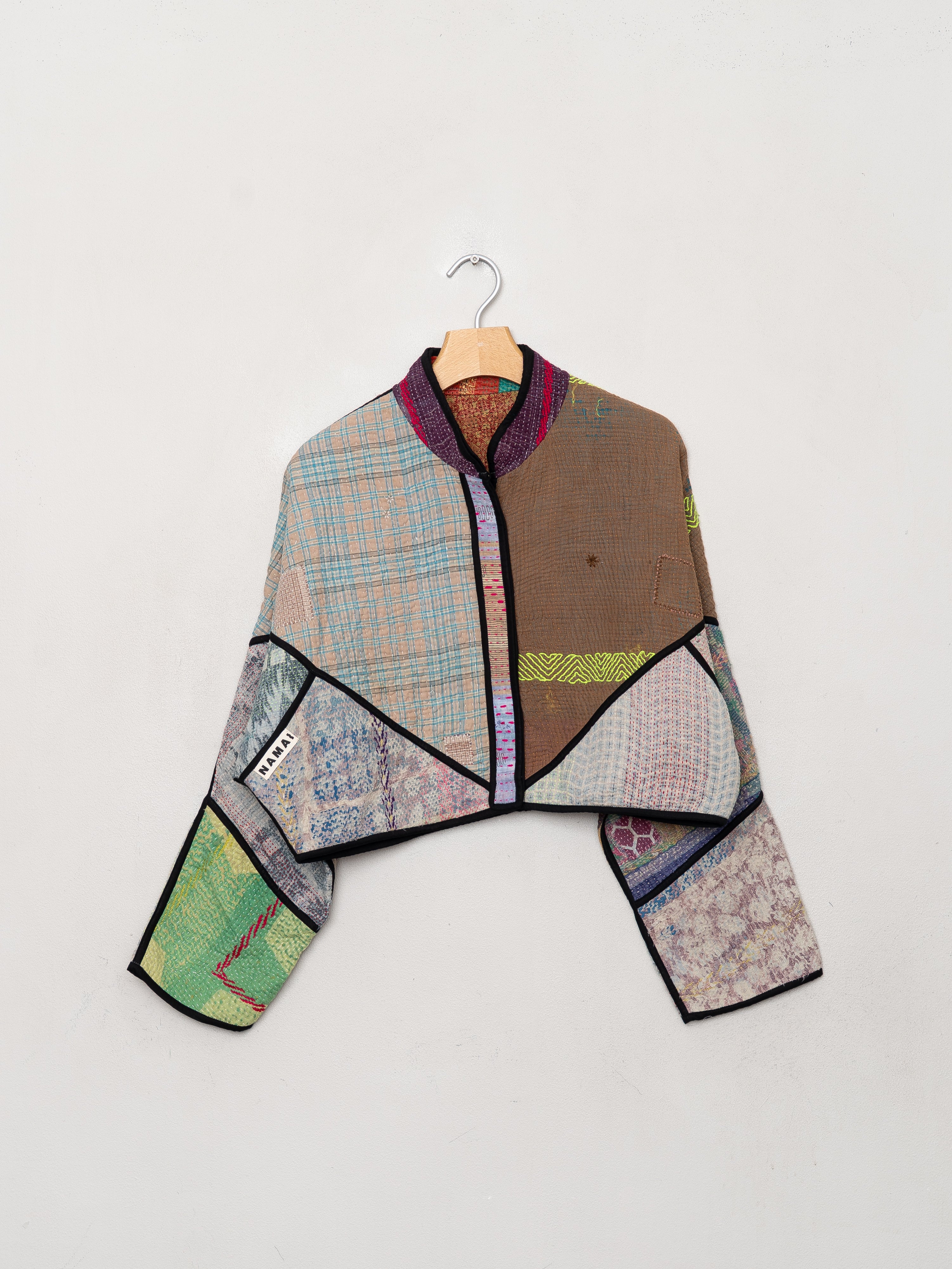 The Kaira Cropped Quilted Patchwork Kantha Jacket