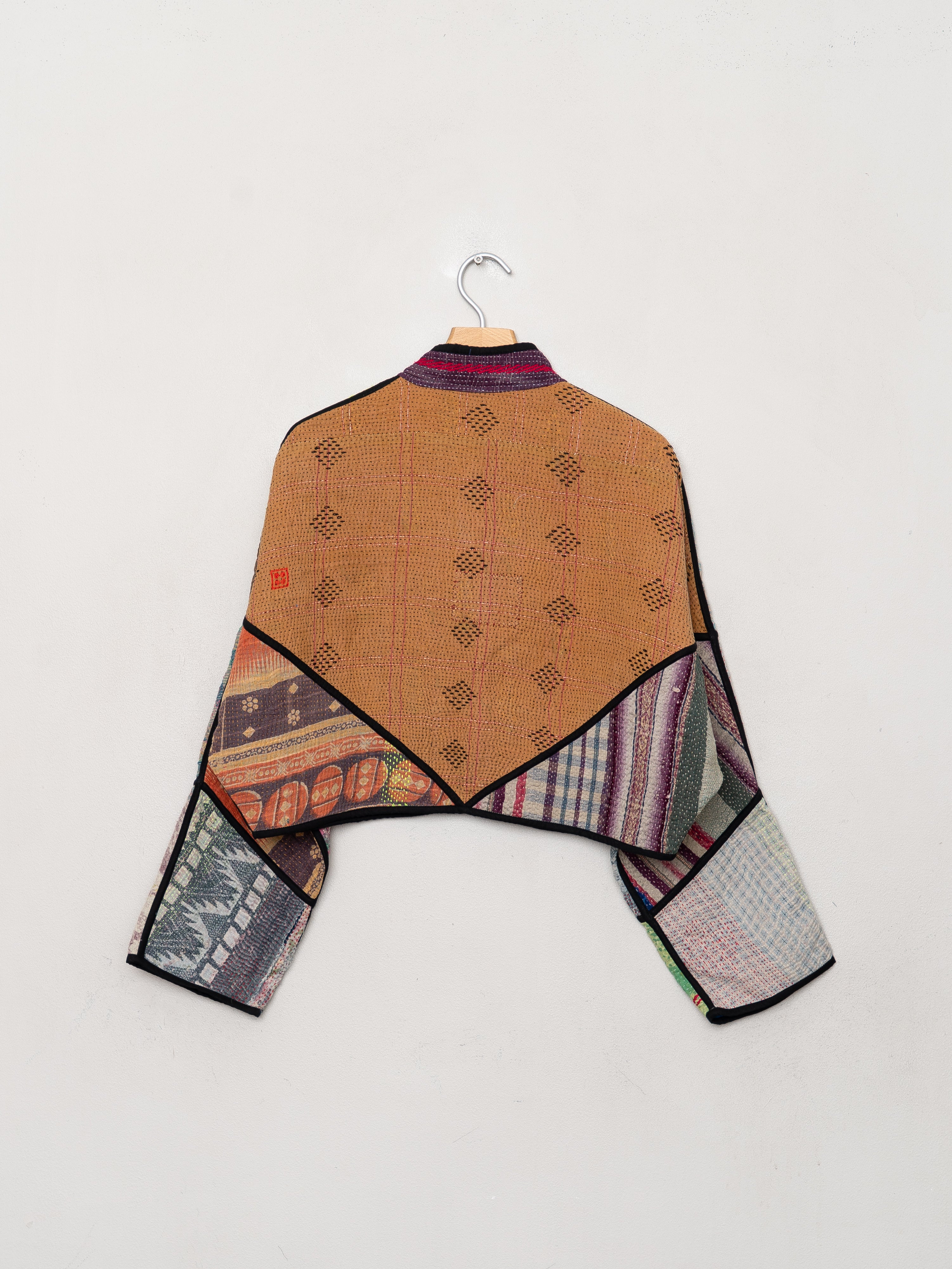 The Kaira Cropped Quilted Patchwork Kantha Jacket