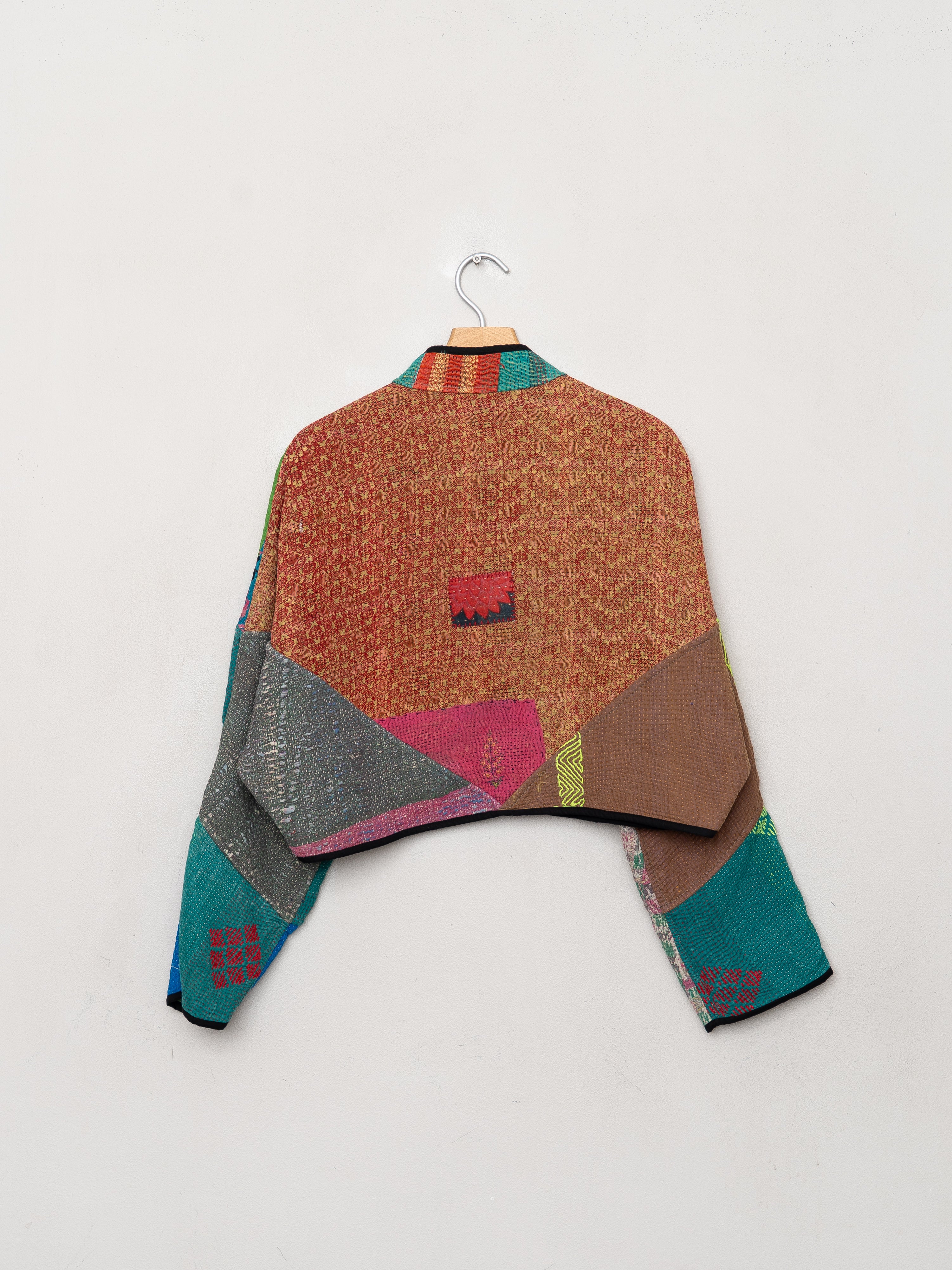 The Kaira Cropped Quilted Patchwork Kantha Jacket