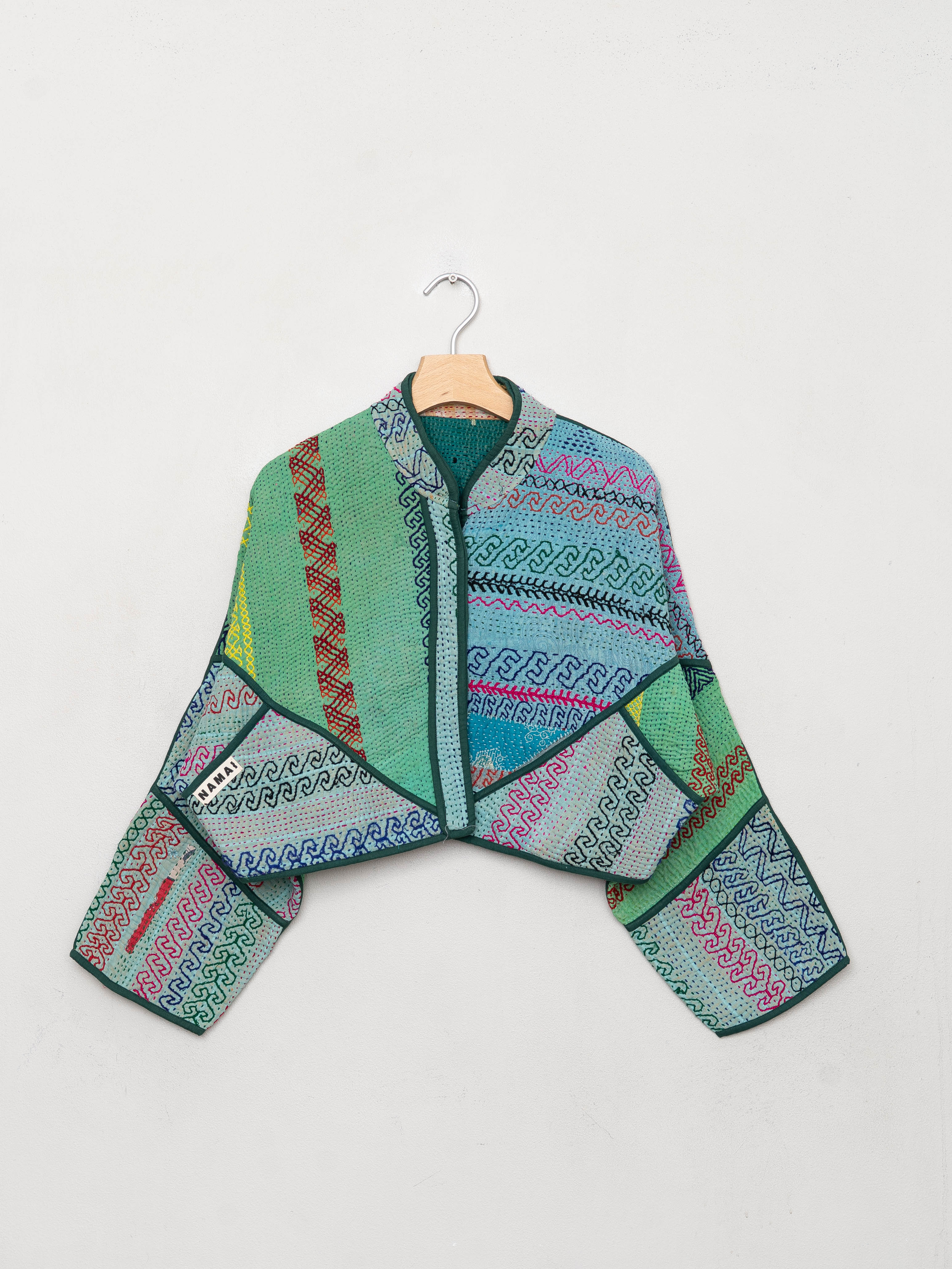 The Kaira Cropped Quilted Patchwork Kantha Jacket