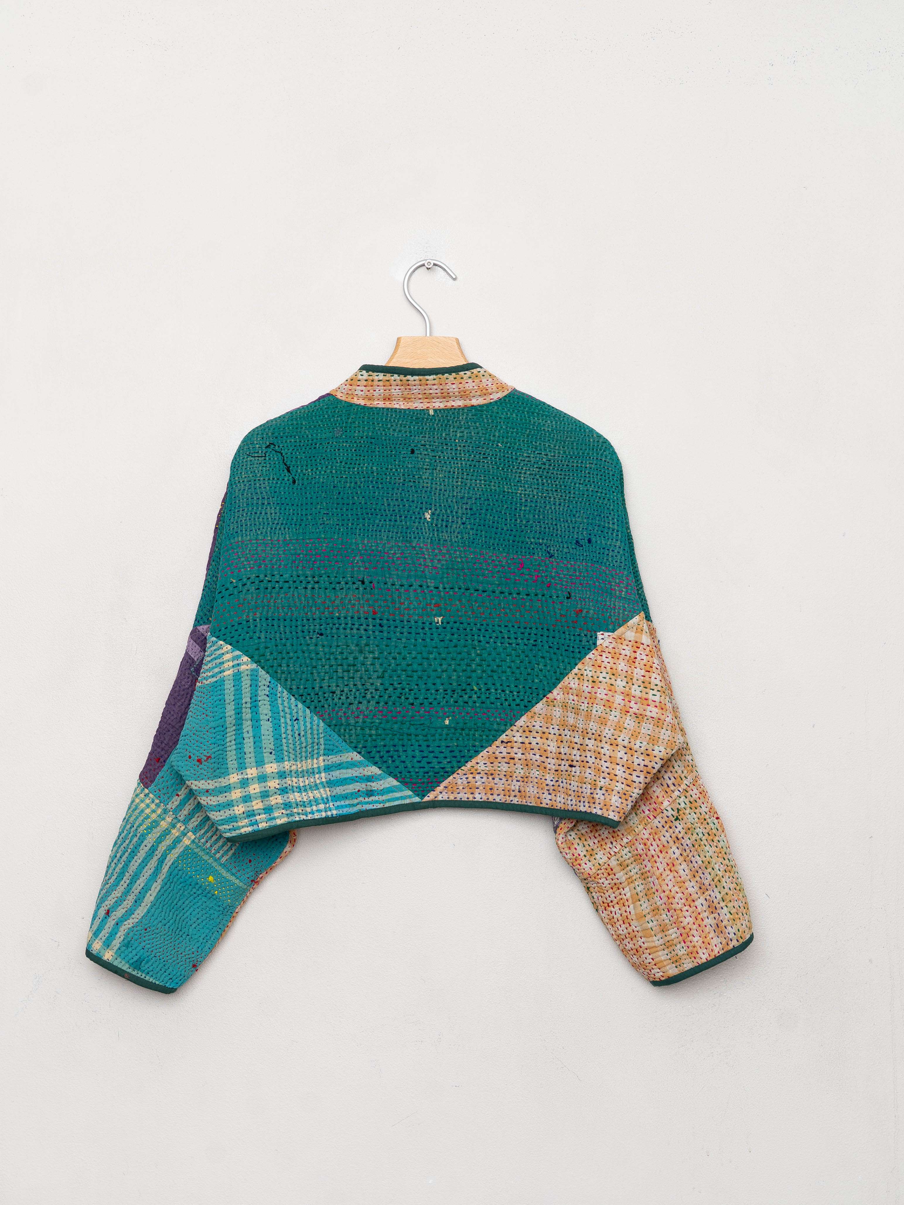 The Kaira Cropped Quilted Patchwork Kantha Jacket