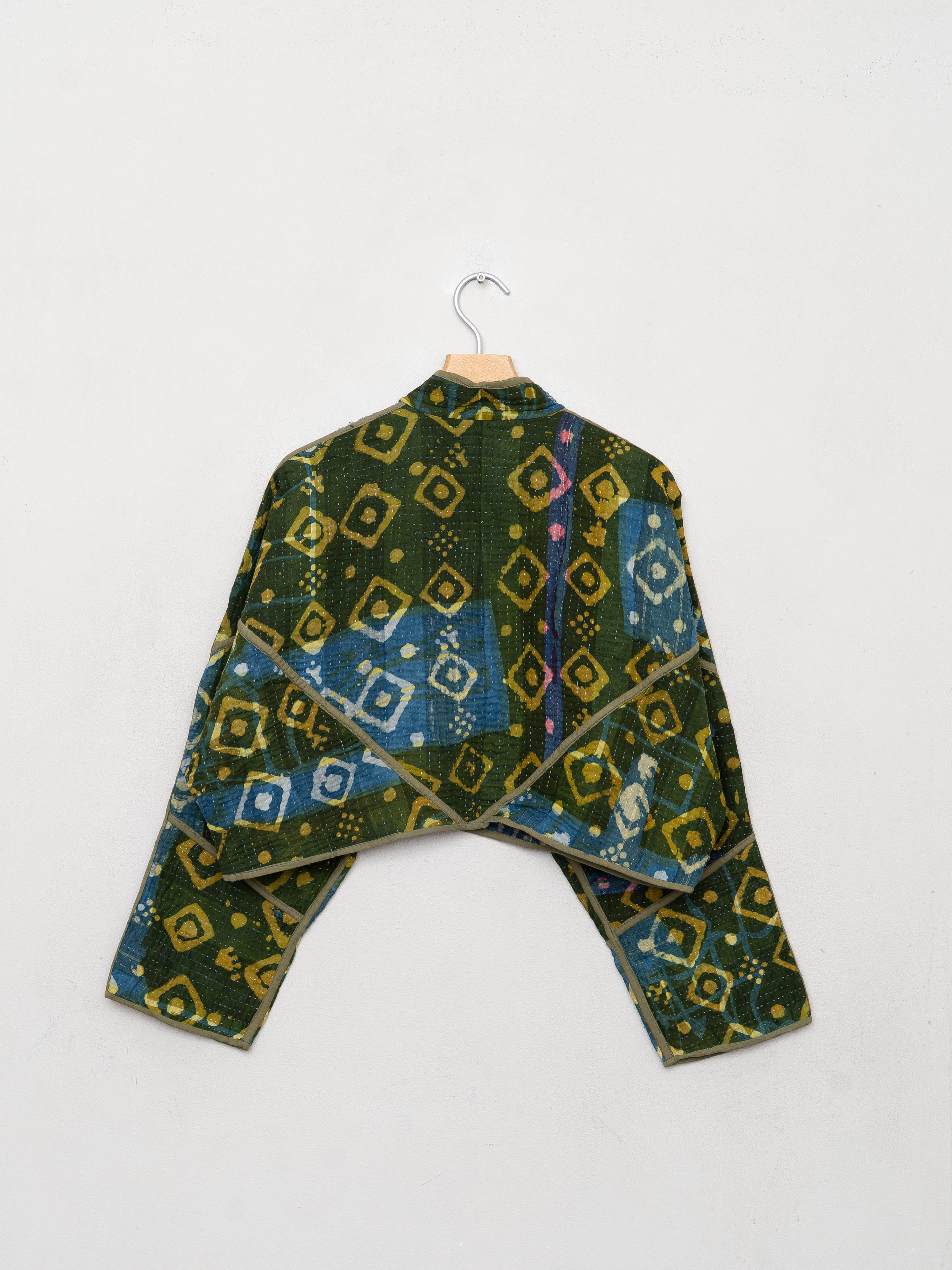 The Kaira Cropped Quilted Patchwork Kantha Jacket