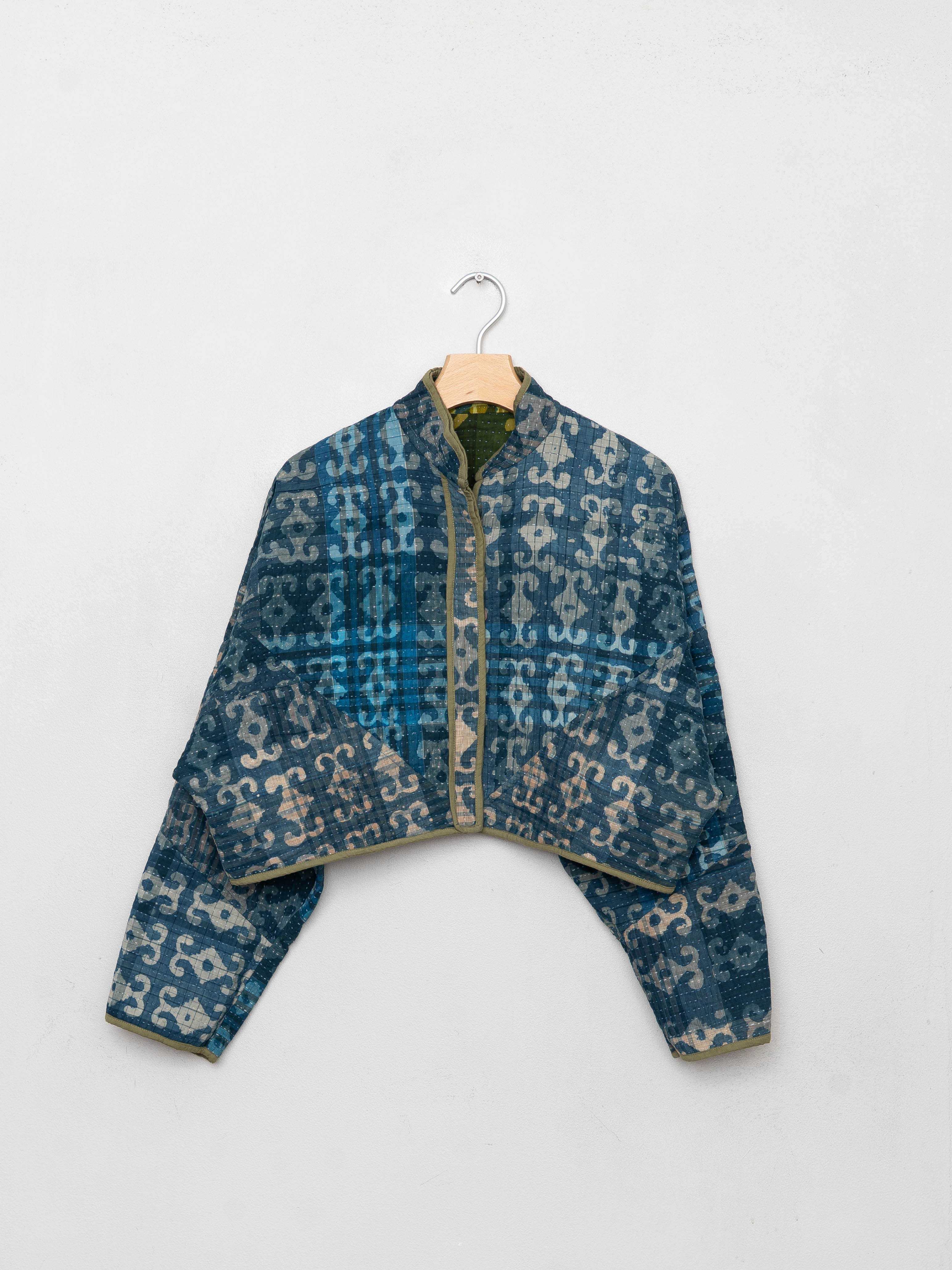 The Kaira Cropped Quilted Patchwork Kantha Jacket
