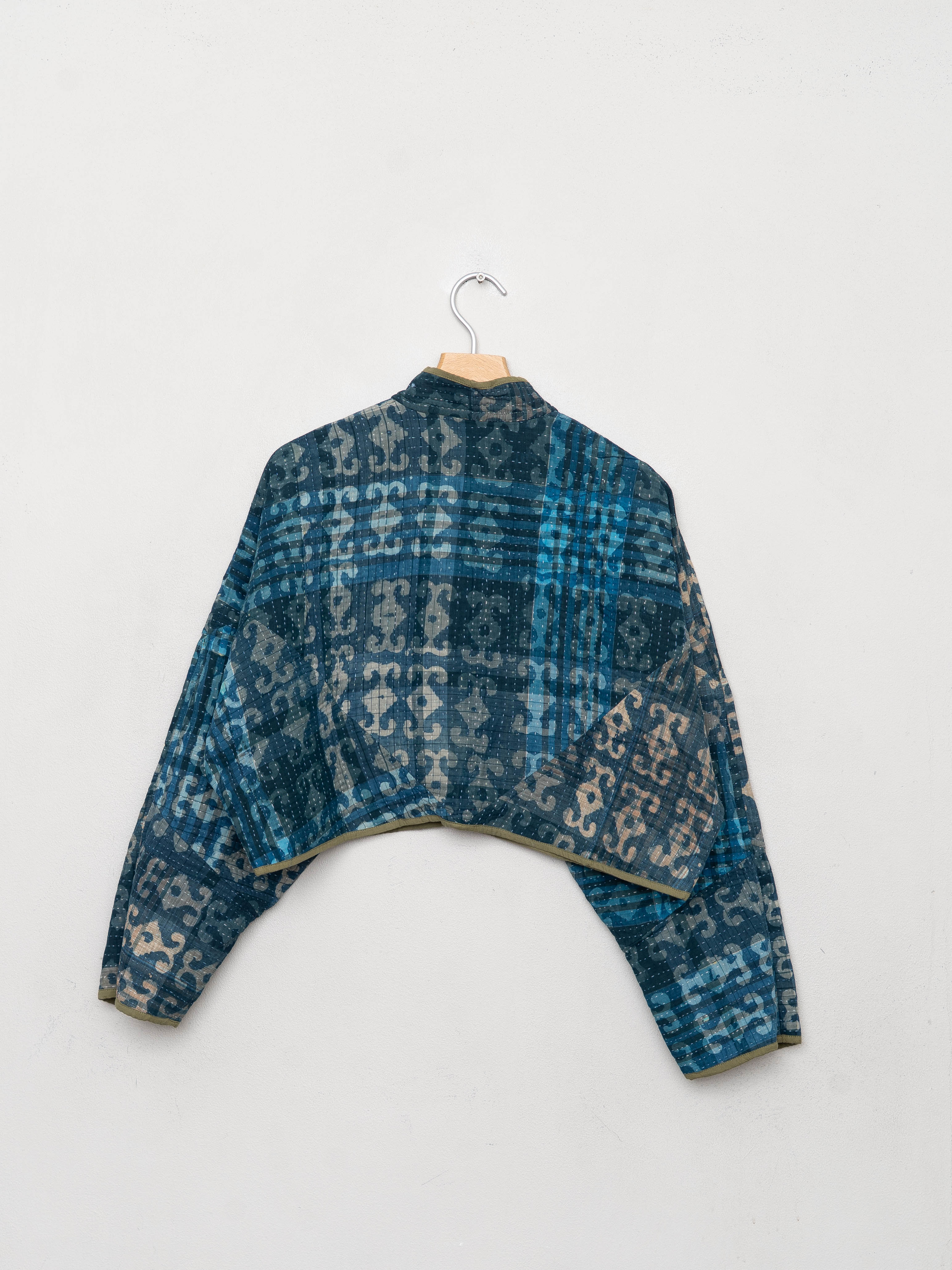The Kaira Cropped Quilted Patchwork Kantha Jacket