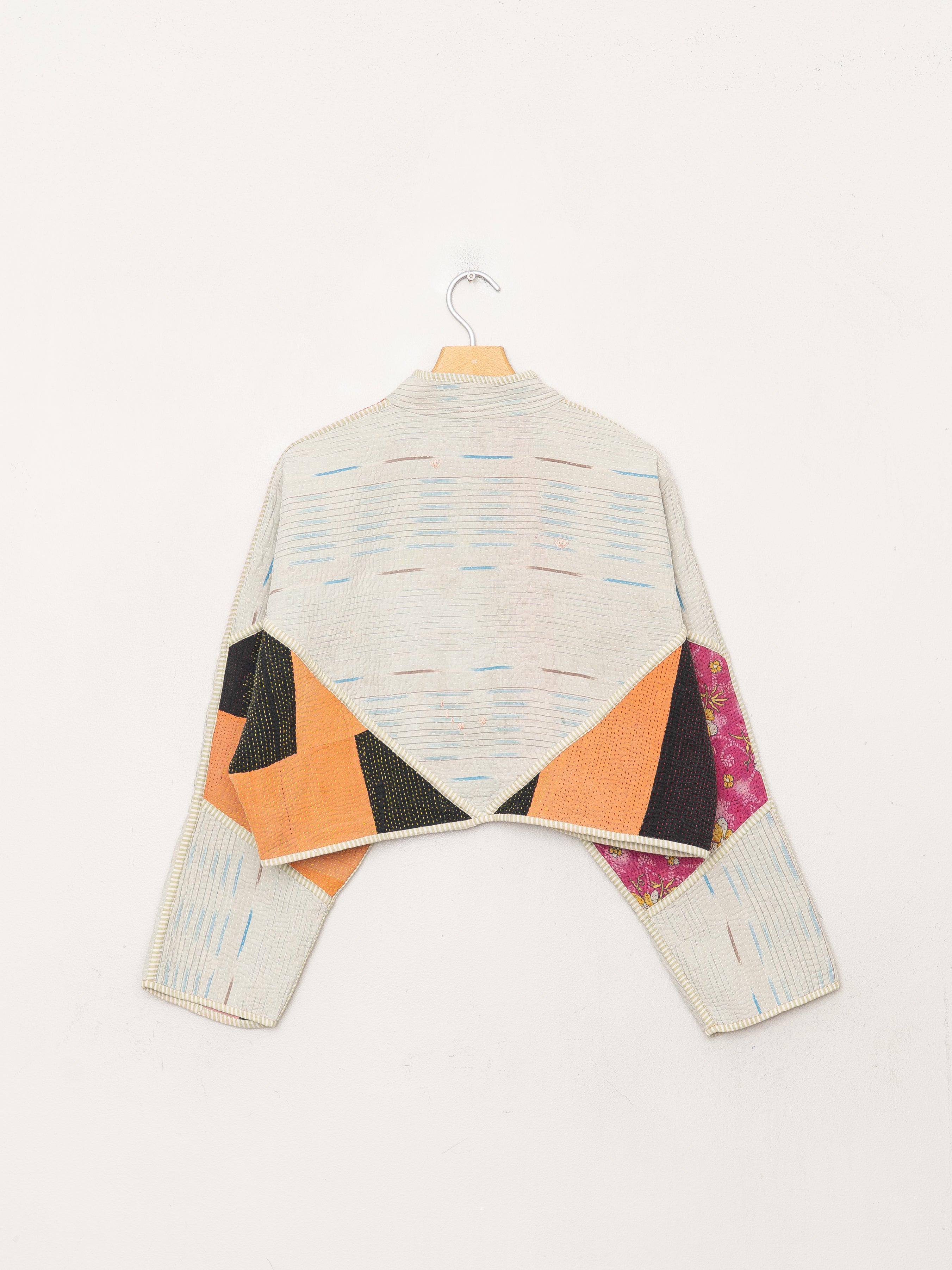The Kaira Cropped Quilted Patchwork Kantha Jacket