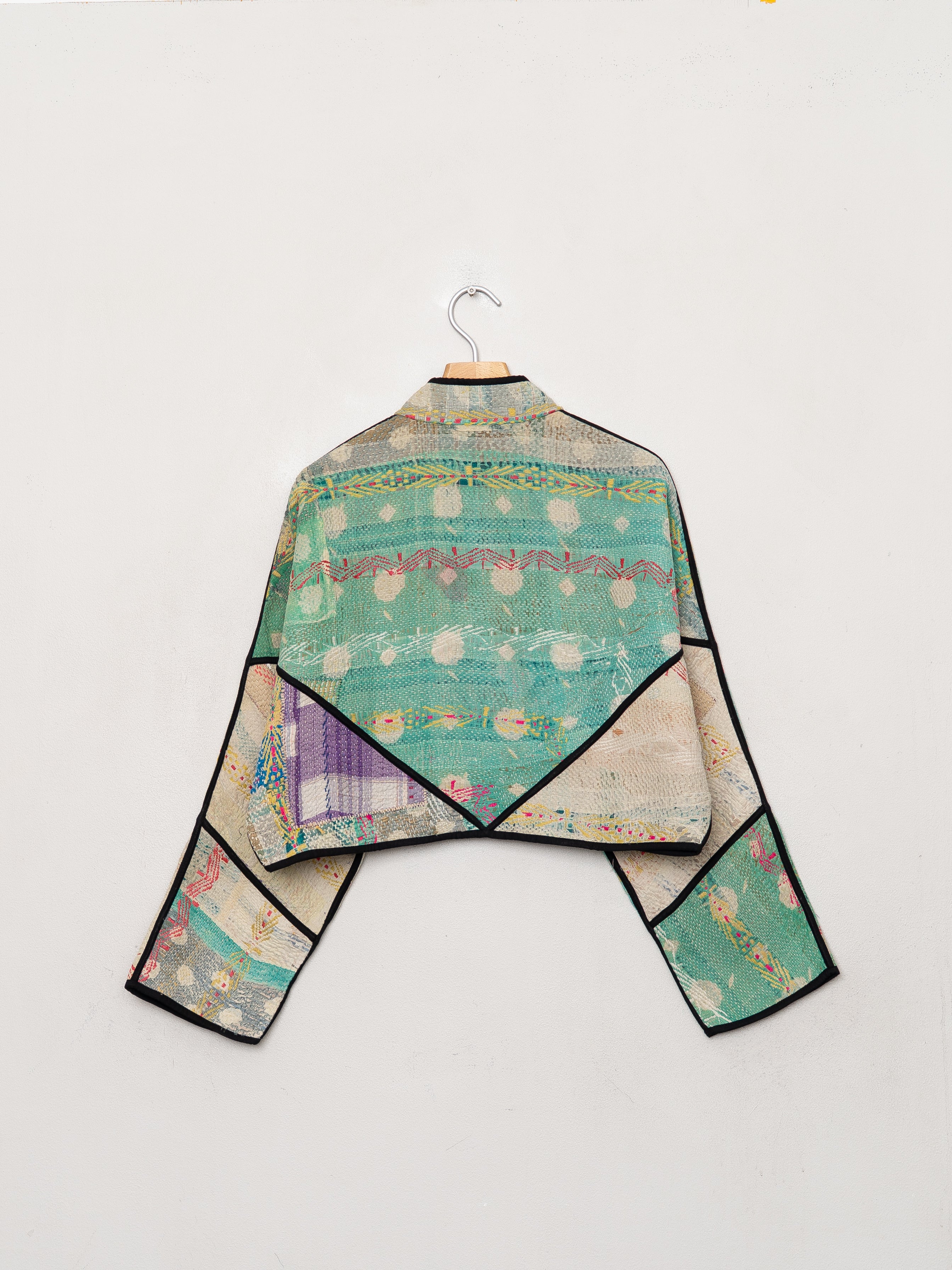 The Kaira Cropped Quilted Patchwork Kantha Jacket