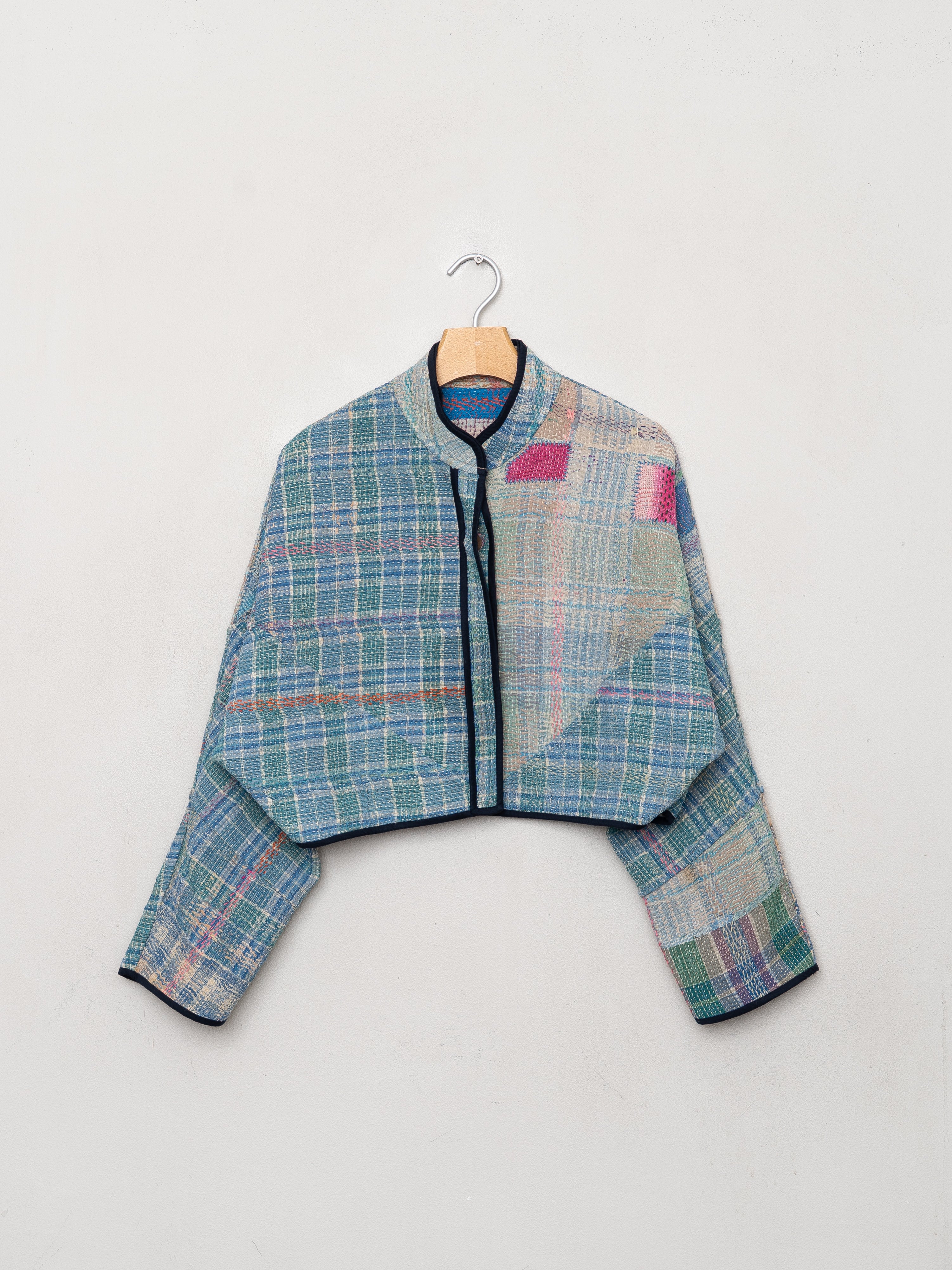 The Kaira Cropped Quilted Patchwork Kantha Jacket