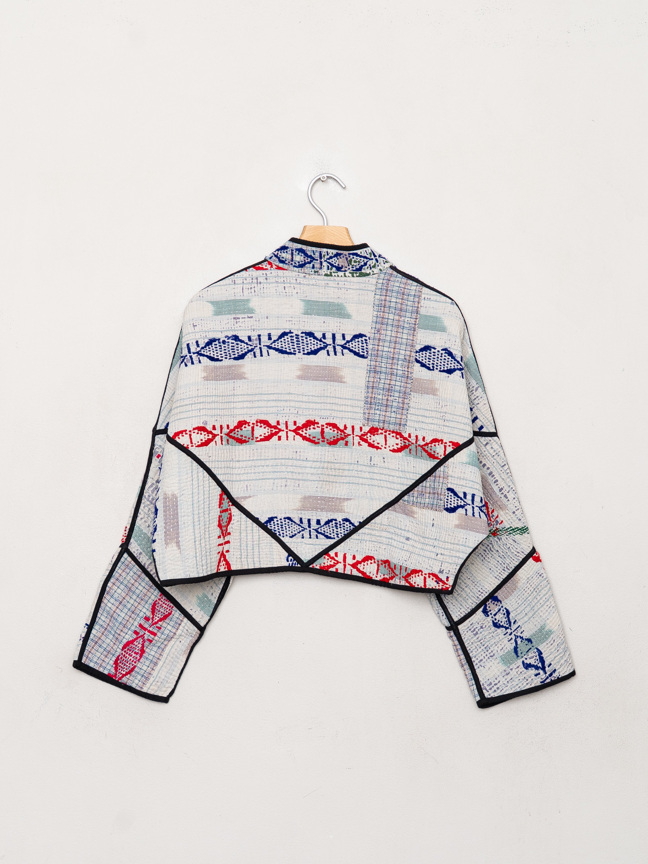 The Kaira Cropped Quilted Patchwork Kantha Jacket