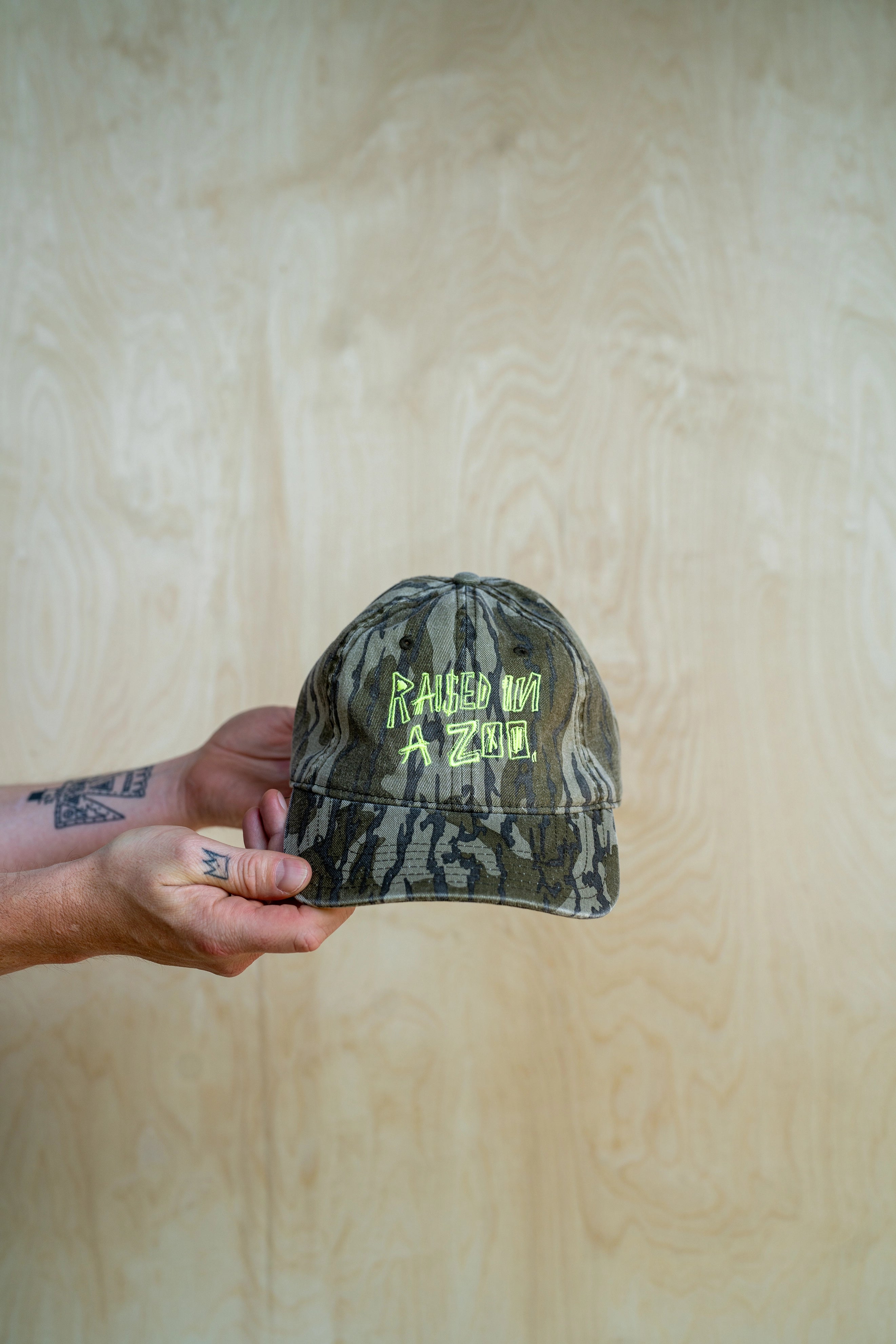 Embroidered Raised in a Zoo Dad Hat Mossy Oak