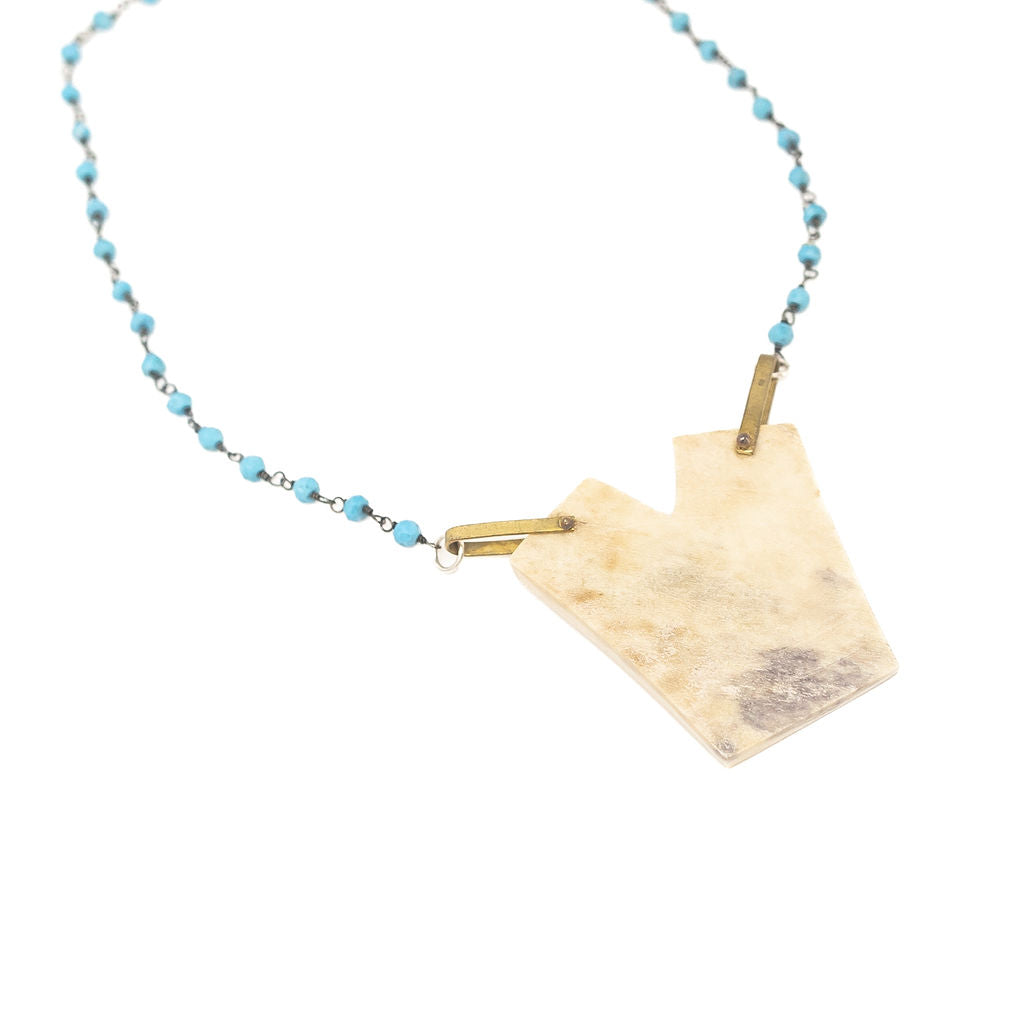 Sliced Antler / Turquoise / Sterling Necklace