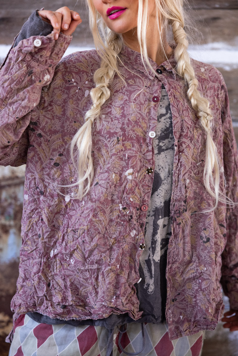 Top 1102 Reverie Blockprint Adison Workshirt O/S