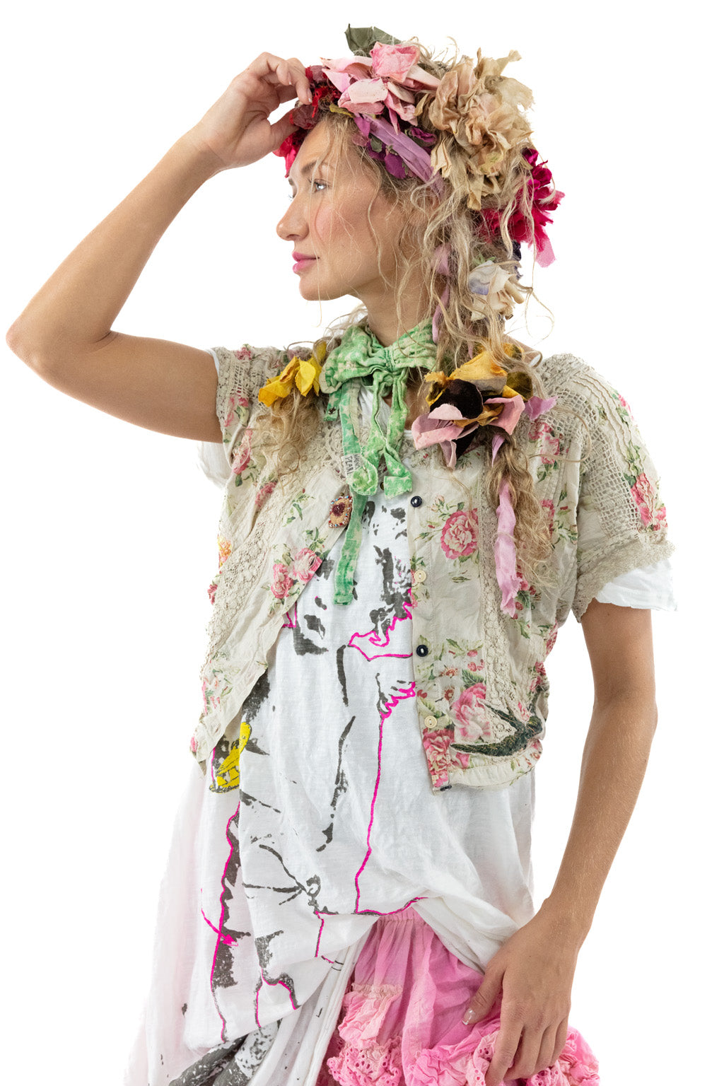 Top 1334 Floral Dejah Cropped Blouse T O/S