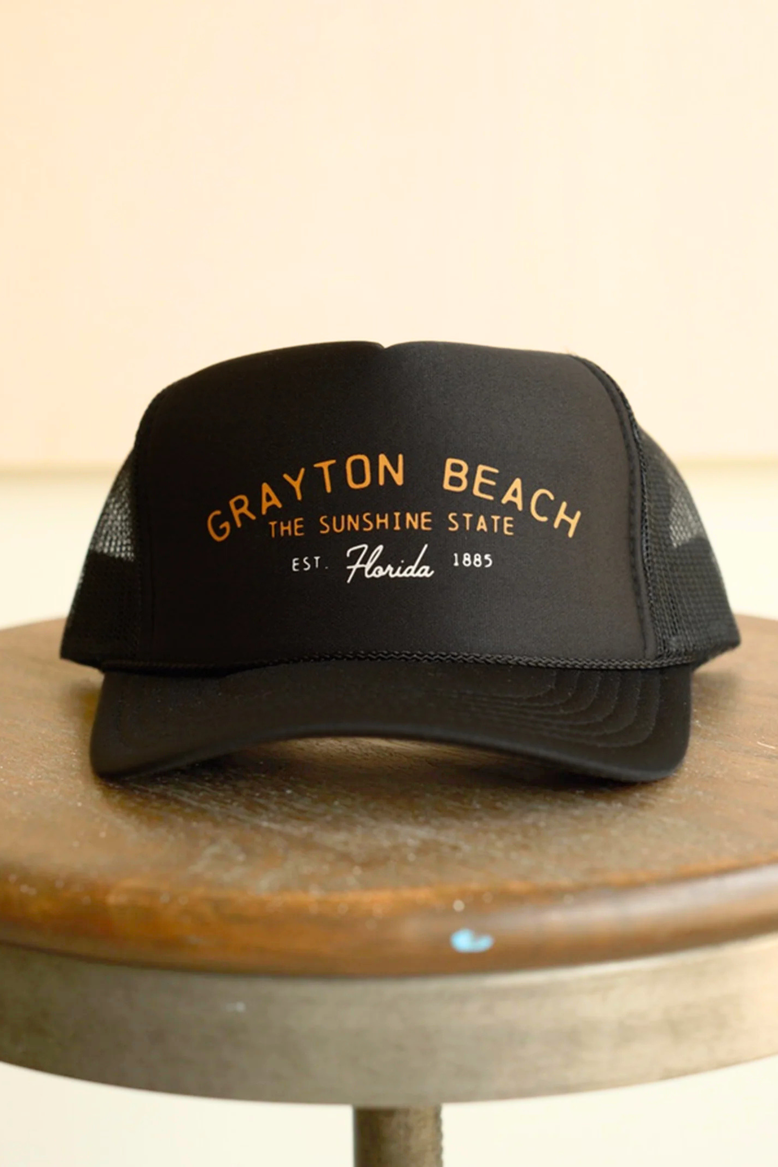 Grayton Beach Trucker Hat // Black & Orange