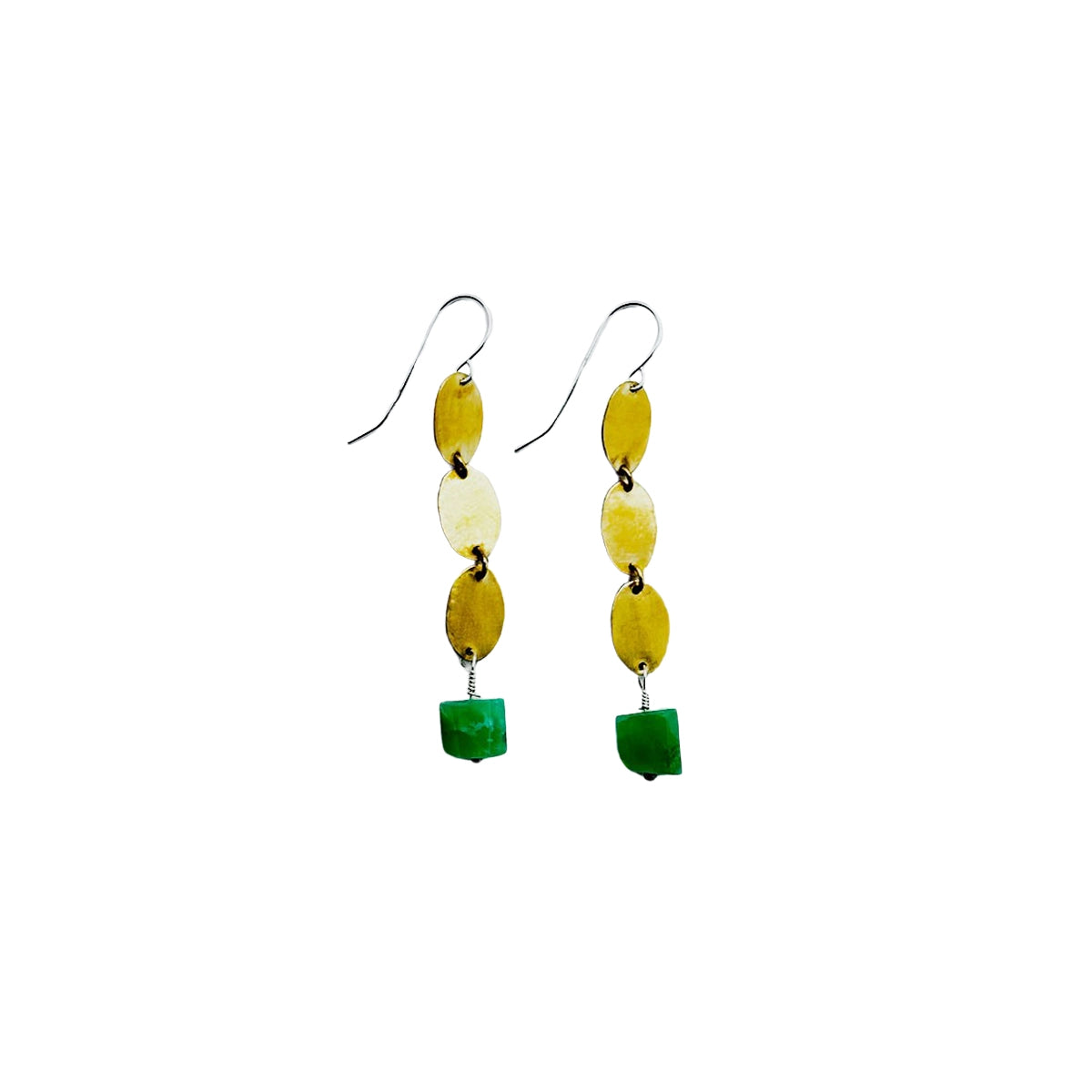 Brass Chain Chrysoprase Earrings