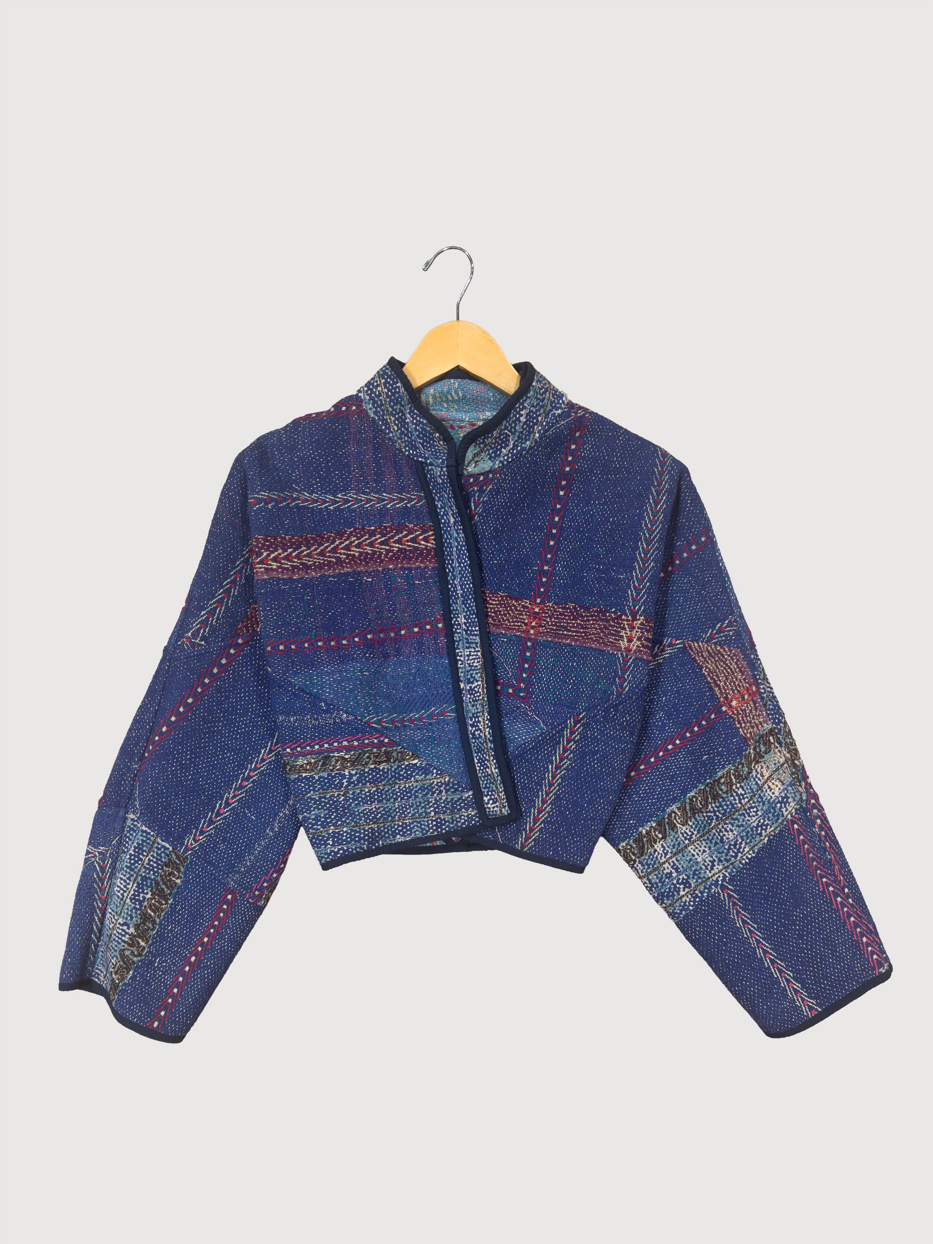 The Kaira Cropped Quilted Patchwork Kantha Jacket
