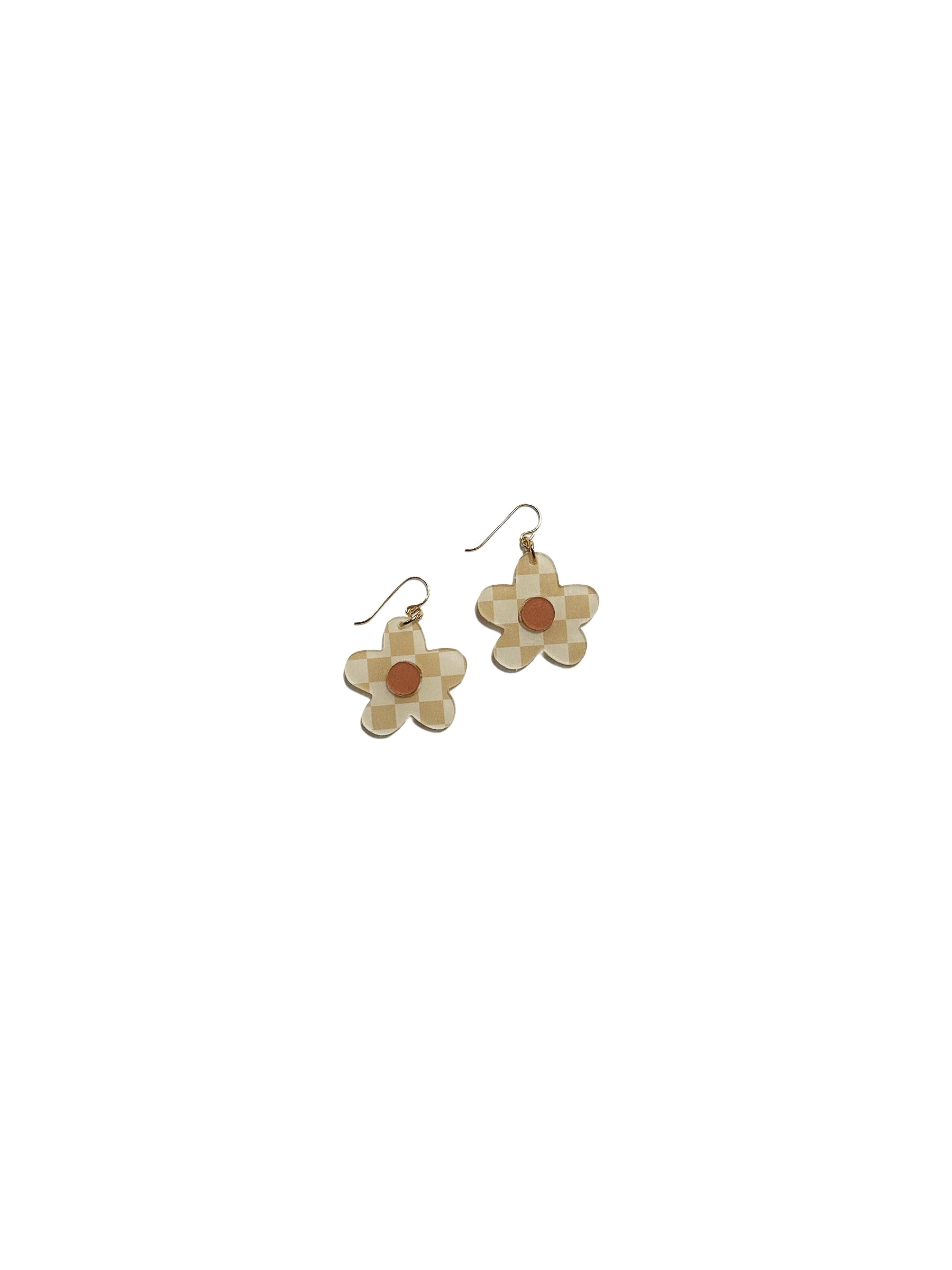 Small Daisy Drop Beige Earrings