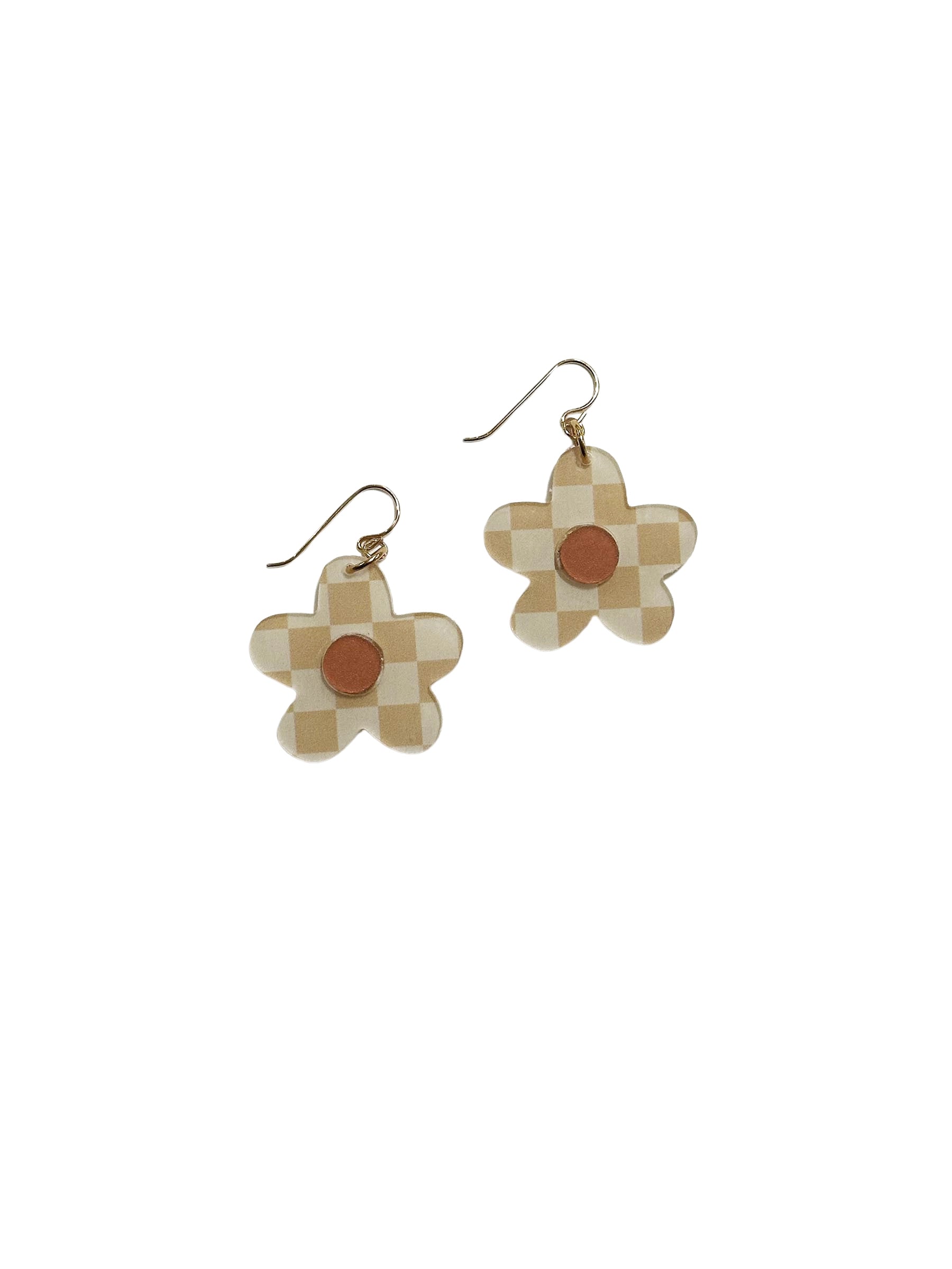 Small Daisy Drop Beige Earrings