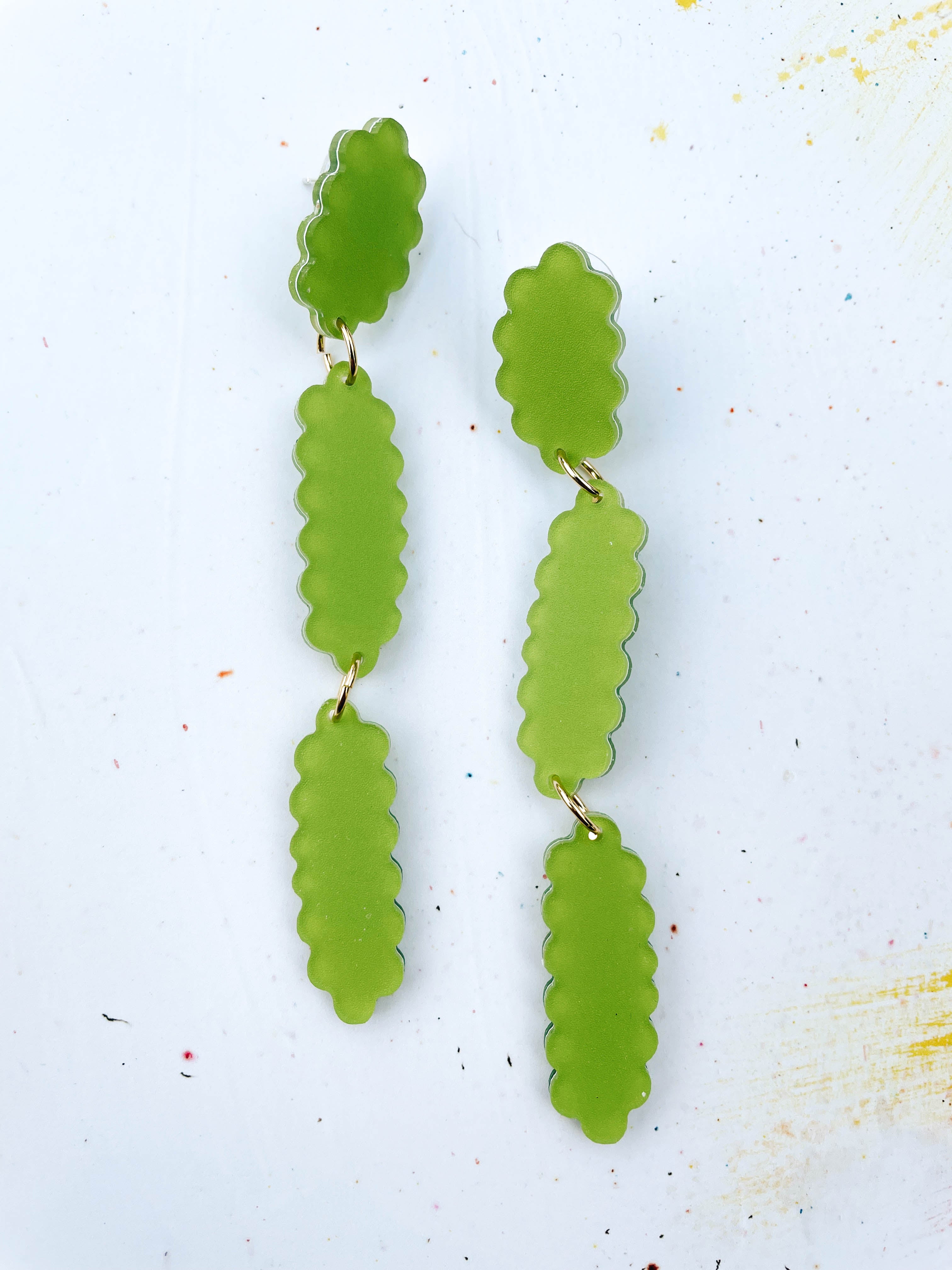 Line Drop Earrings Chartreuse