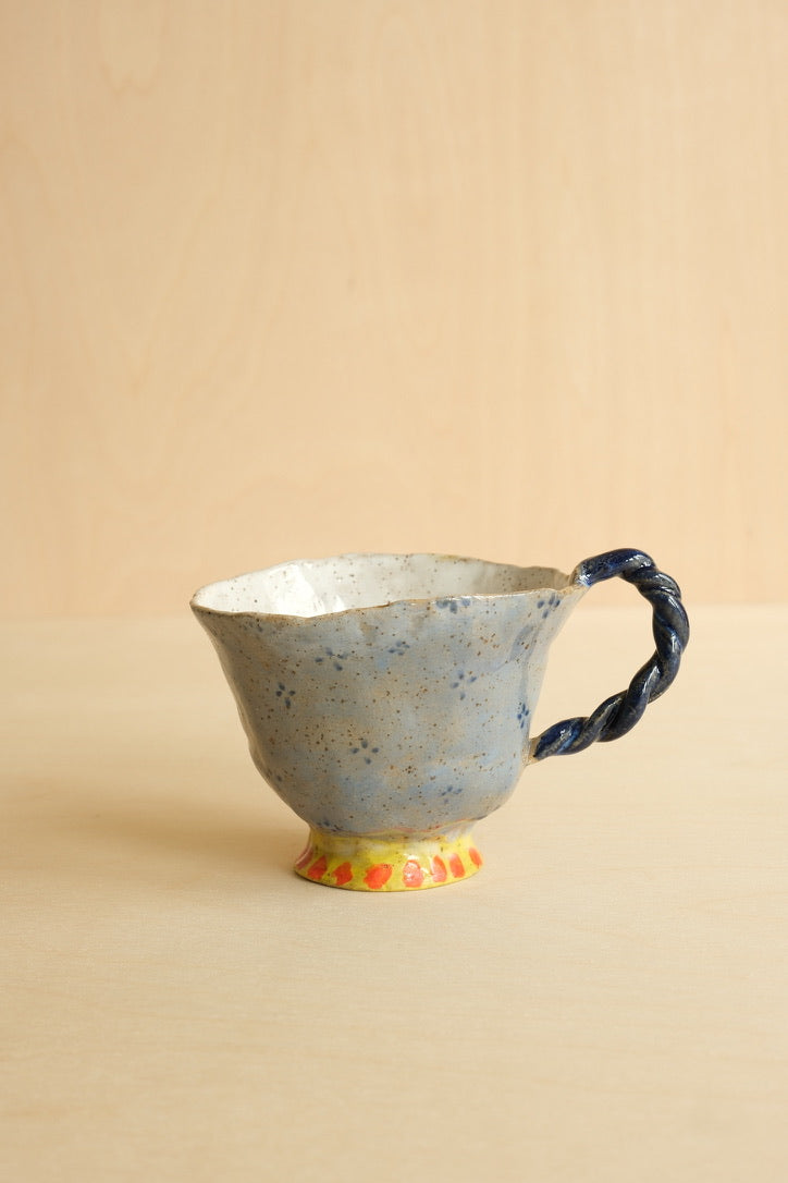 Handbuilt Pottery Tea Cup // Candy Corn