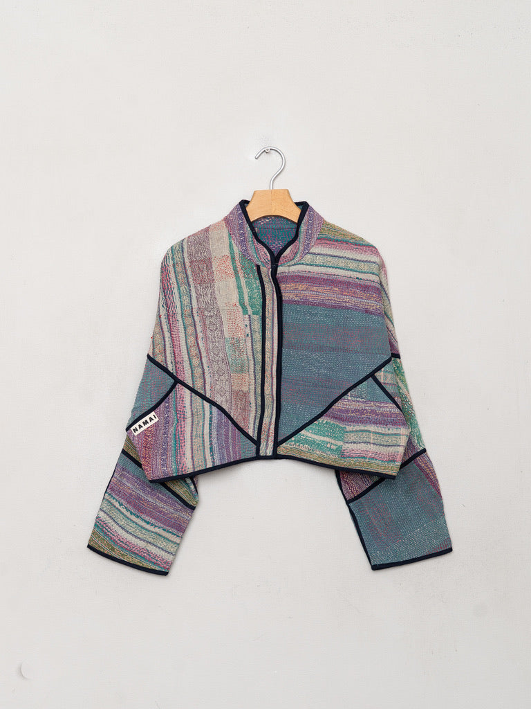 The Kaira Cropped Quilted Patchwork Kantha Jacket