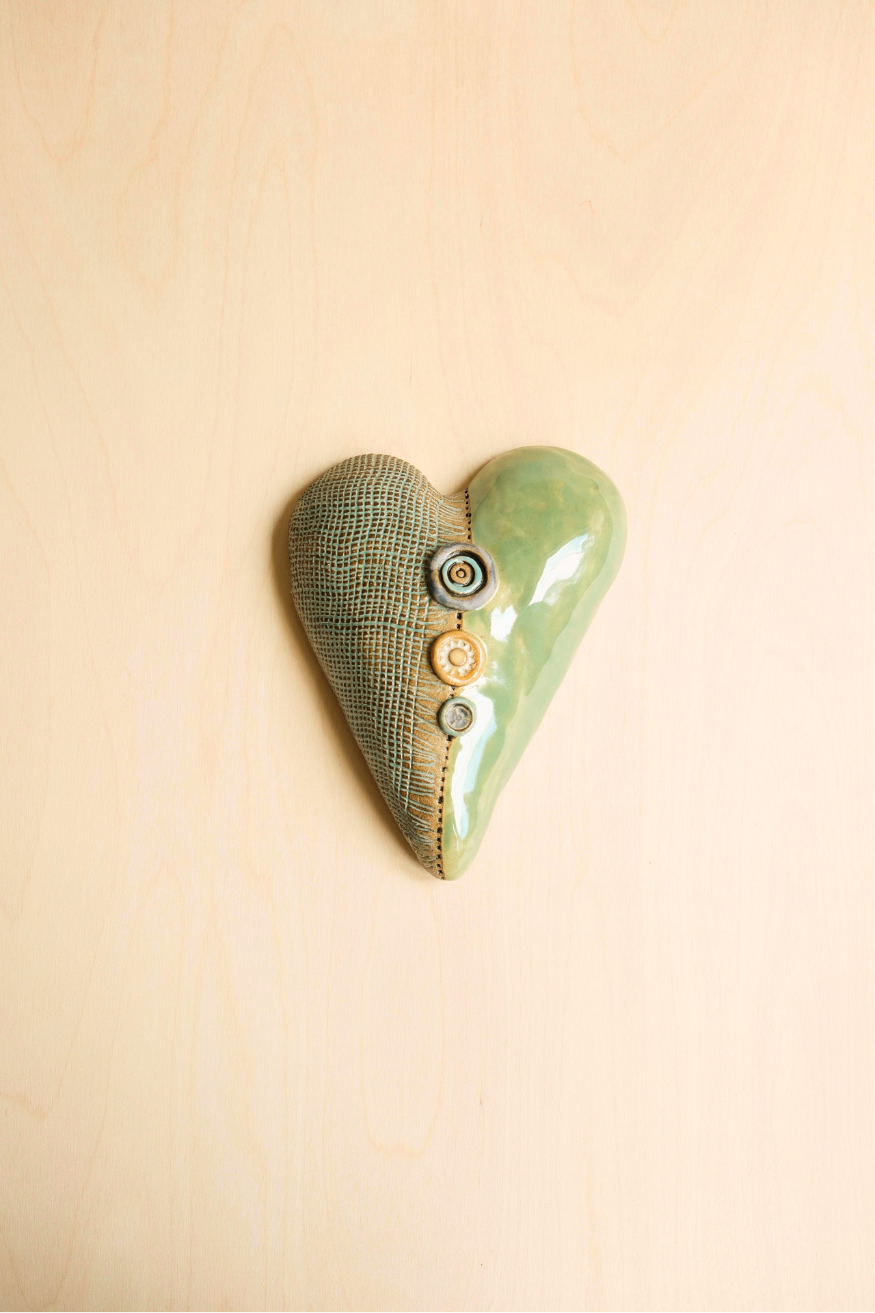 Burlap Over Buttons Heart