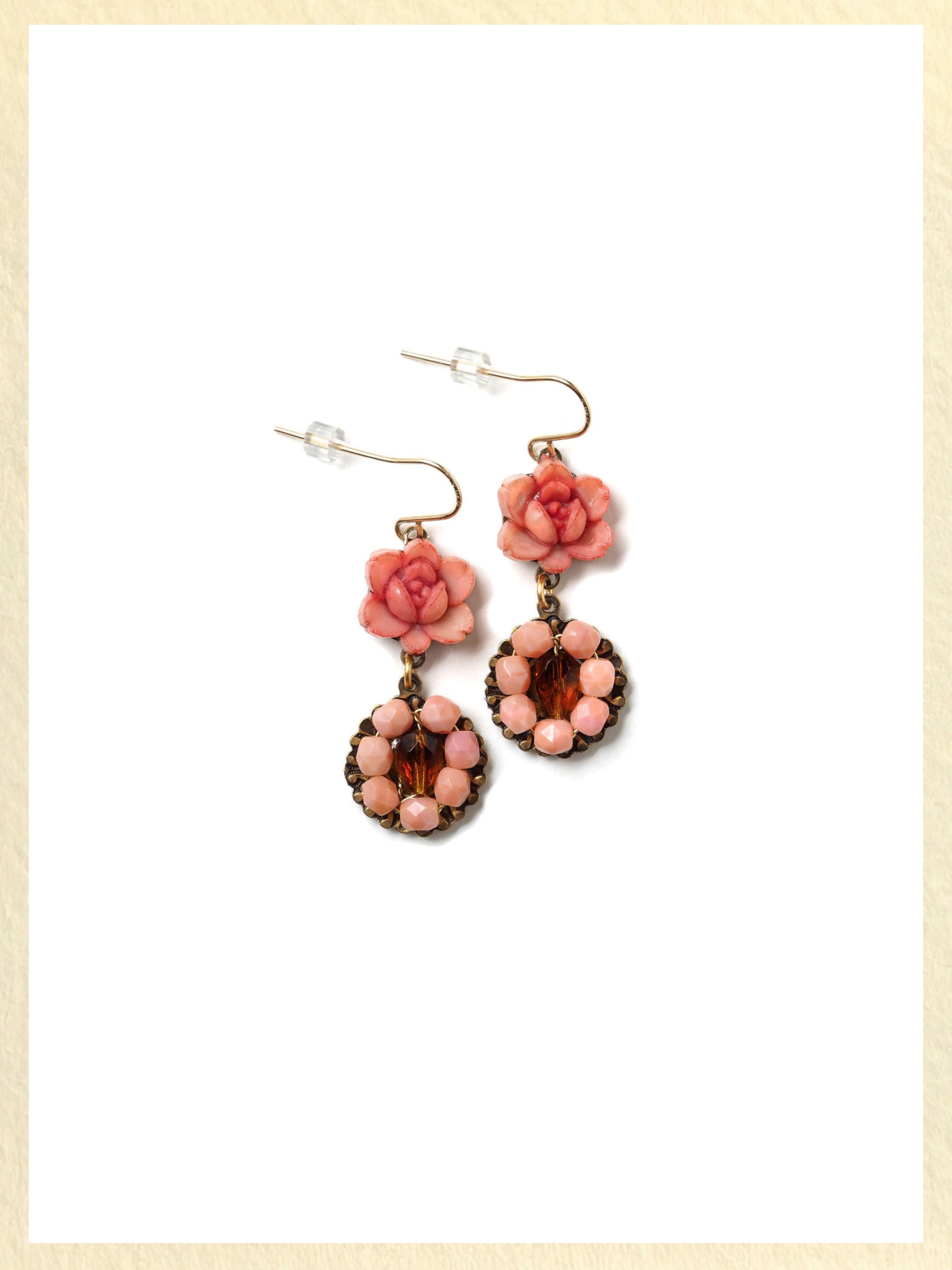 Beaded Rose Earrings