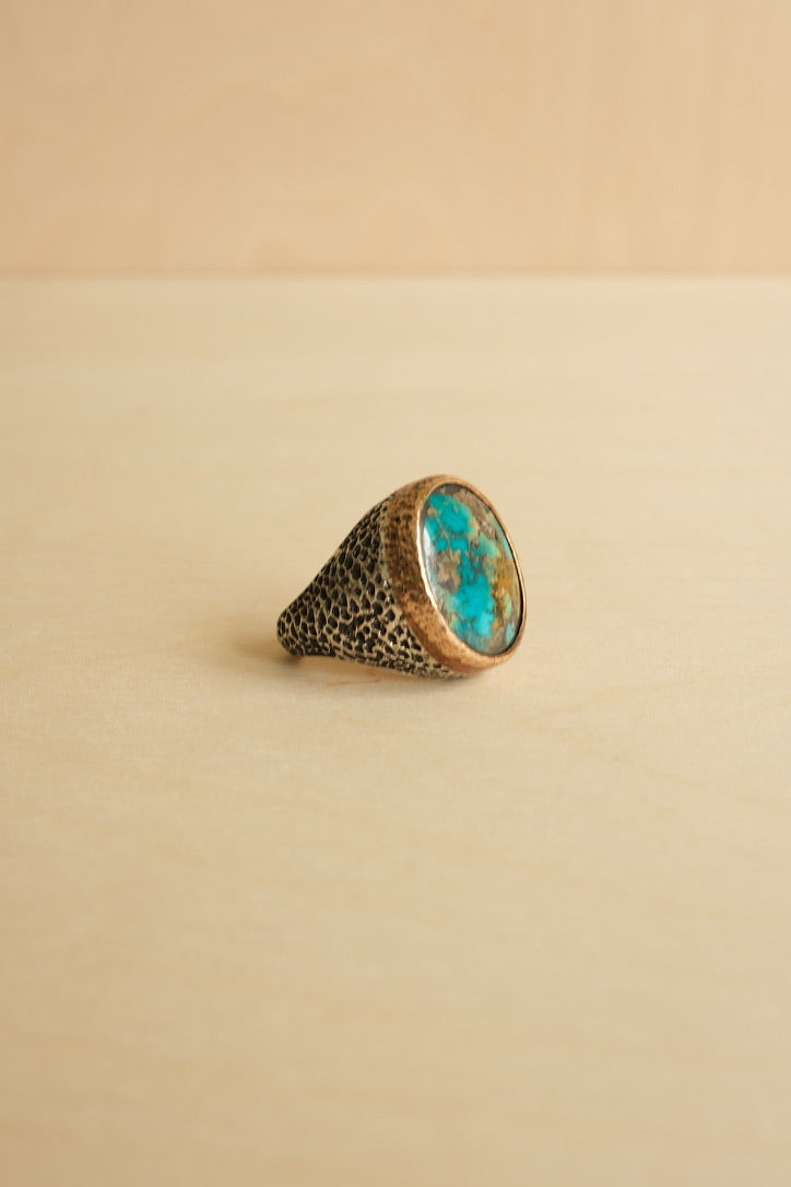 Round Turquoise Ring //  Size 9.5