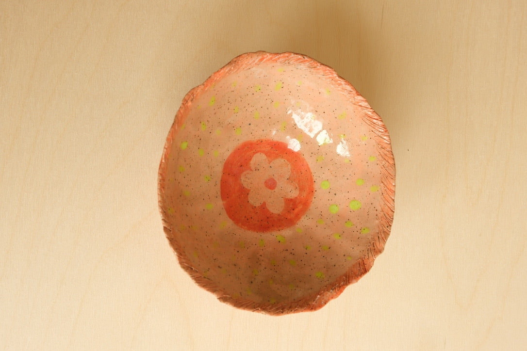 Neon Flower Pottery Bowl