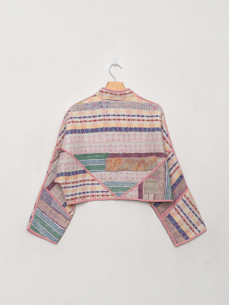 The Kaira Cropped Quilted Patchwork Kantha Jacket
