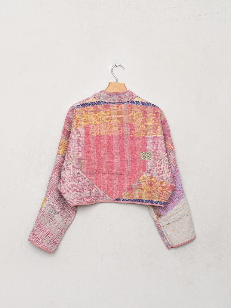 The Kaira Cropped Quilted Patchwork Kantha Jacket