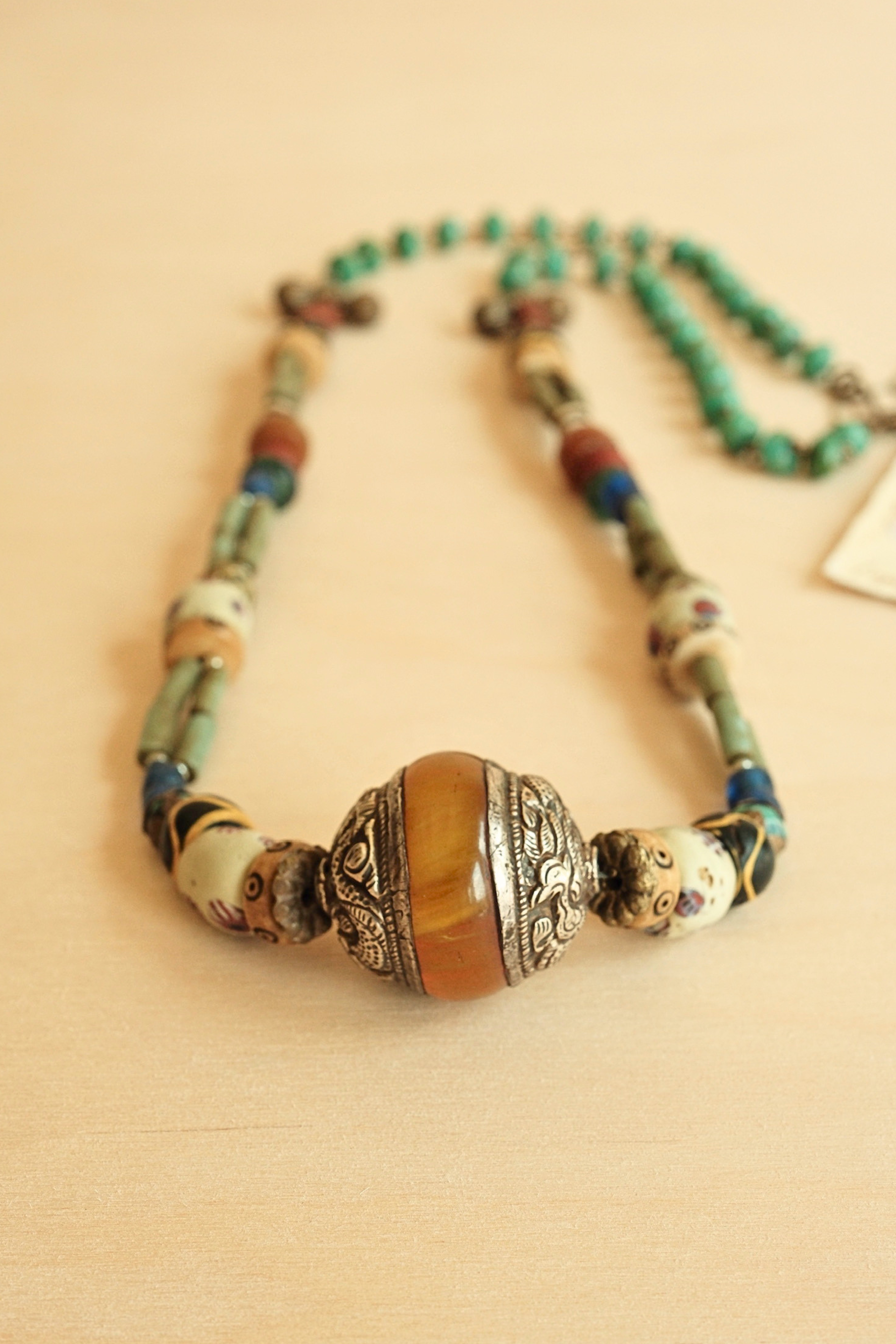 Trade Bead Copal Long Necklace